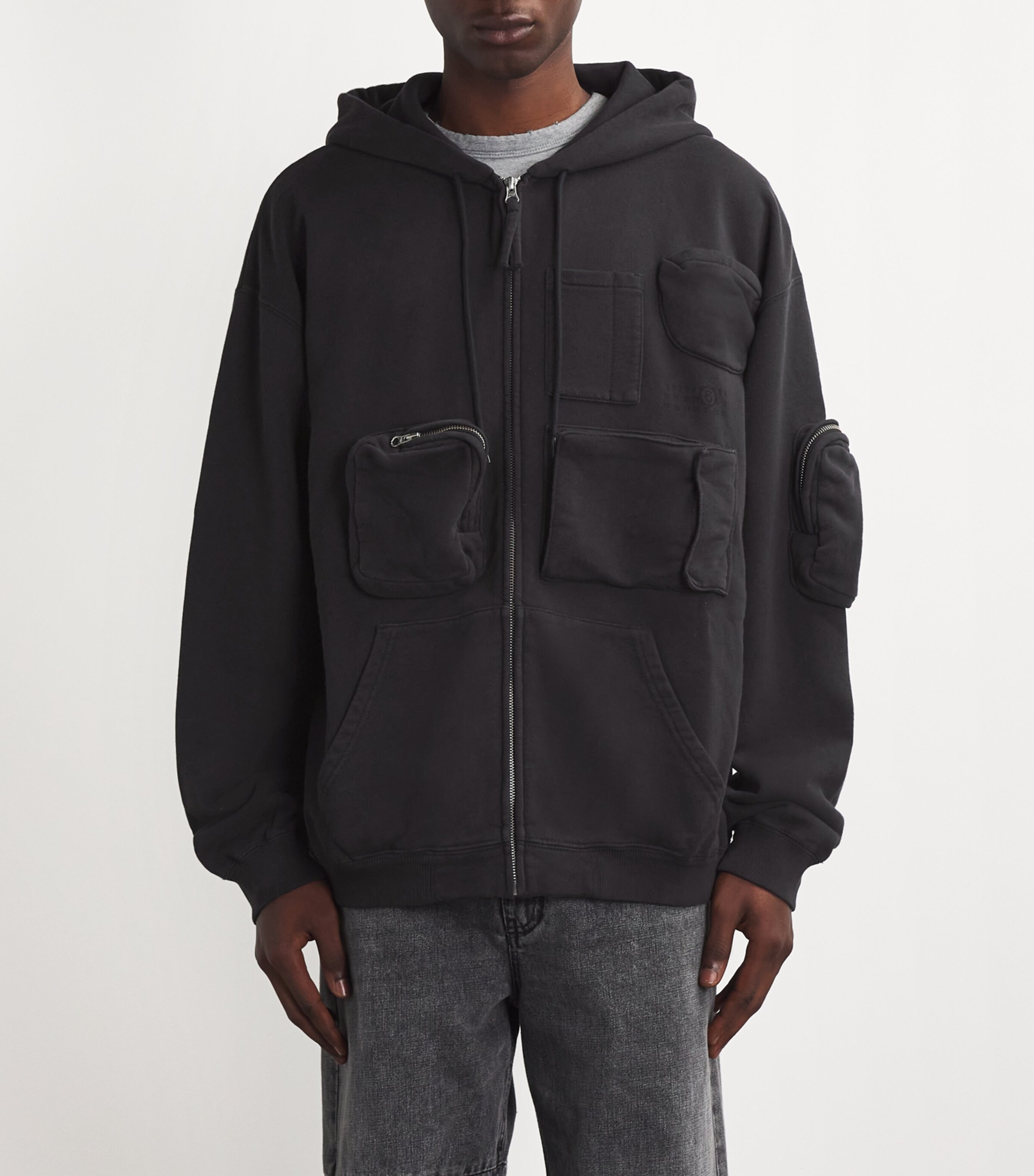 MM6 Maison Margiela Black Pocket-Detail Cargo Hoodie | Harrods US