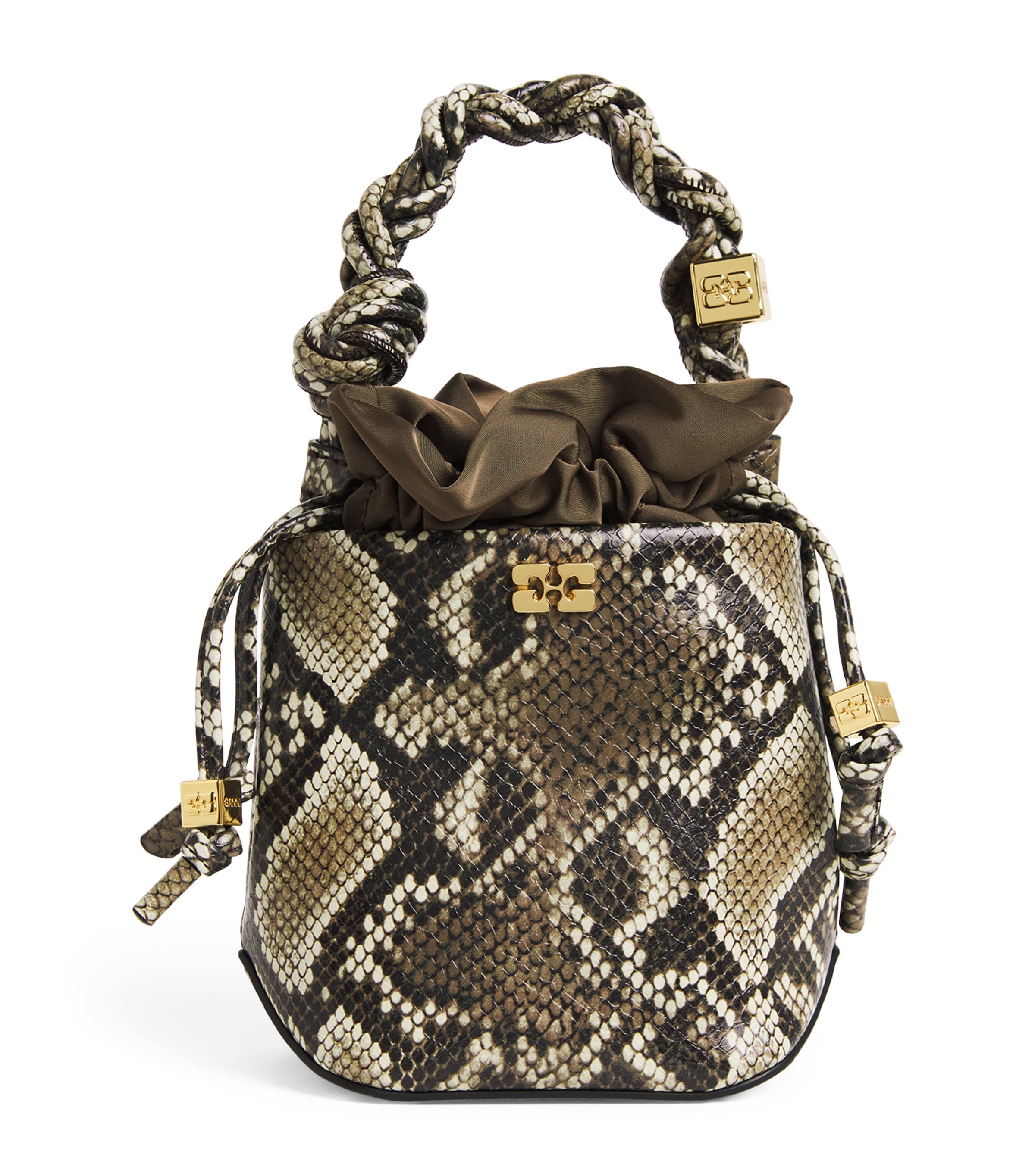Ganni Mini Snakeskin Bou Bucket Bag