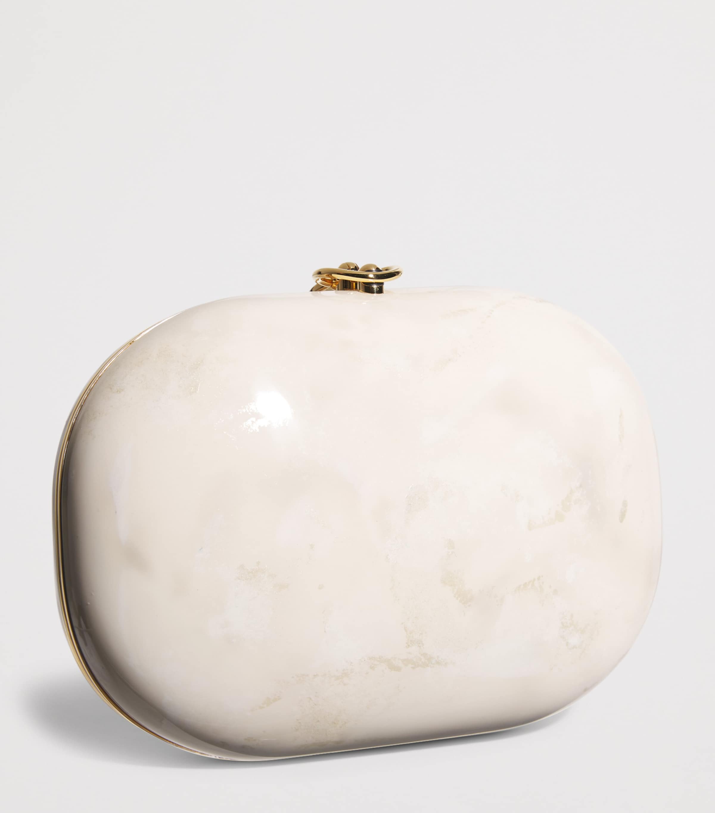 Jeffrey Levinson Oval Elina Clutch Bag Cream & Gold Image 3