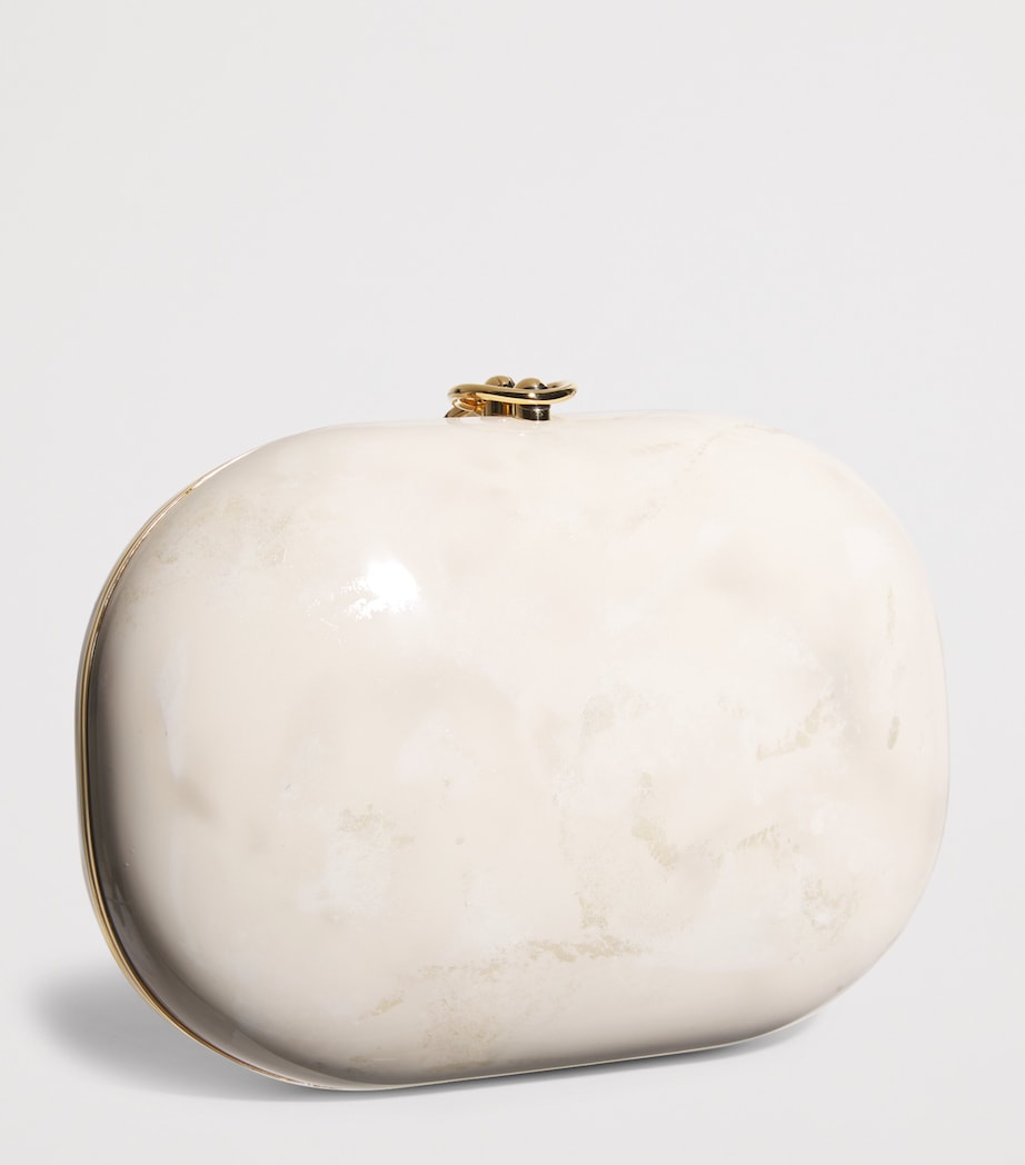 Jeffrey Levinson Oval Elina Clutch Bag Cream & Gold Image 3
