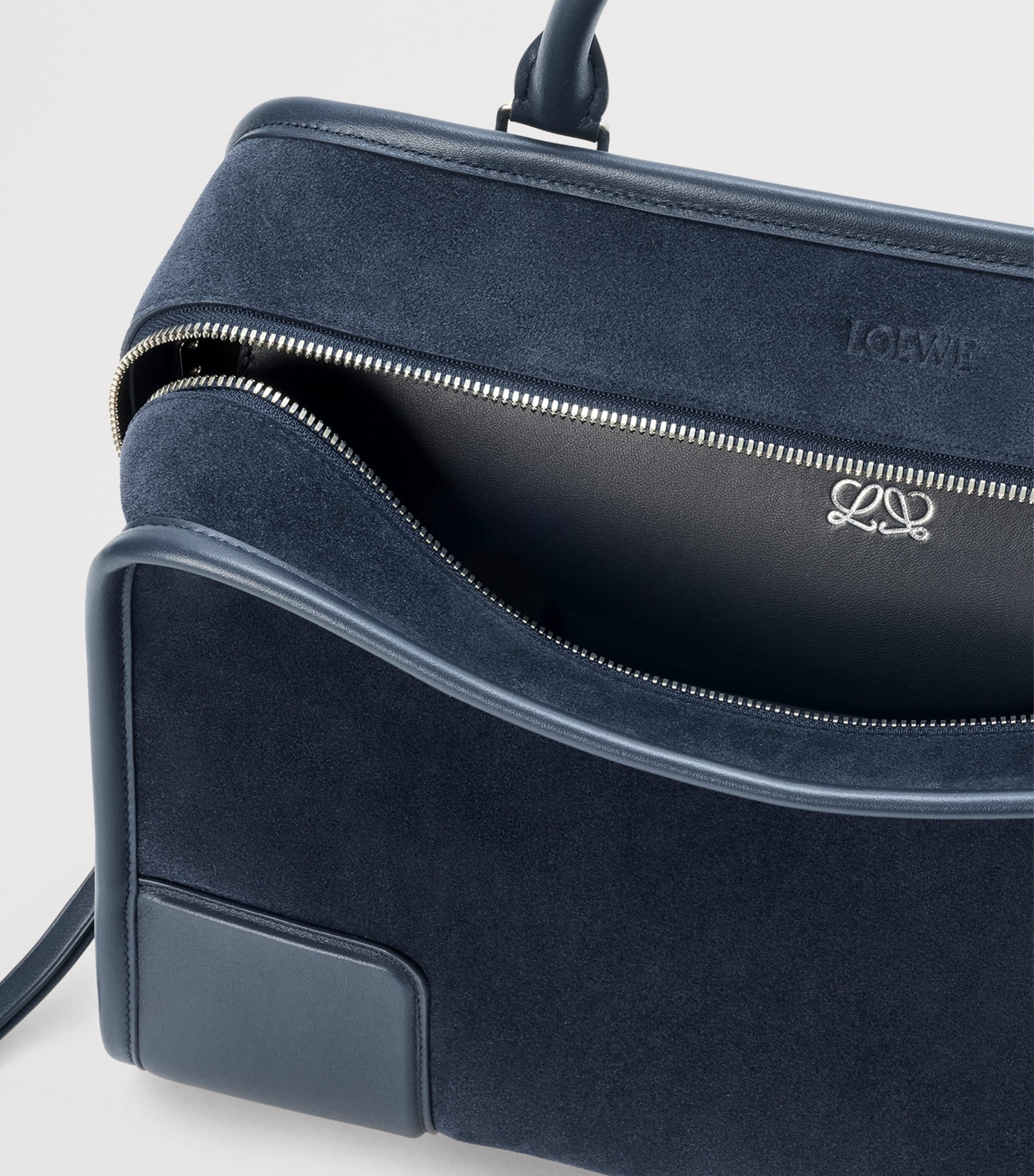 LOEWE Large Suede Amazona 180 Top-Handle Bag Deep Navy Image 7