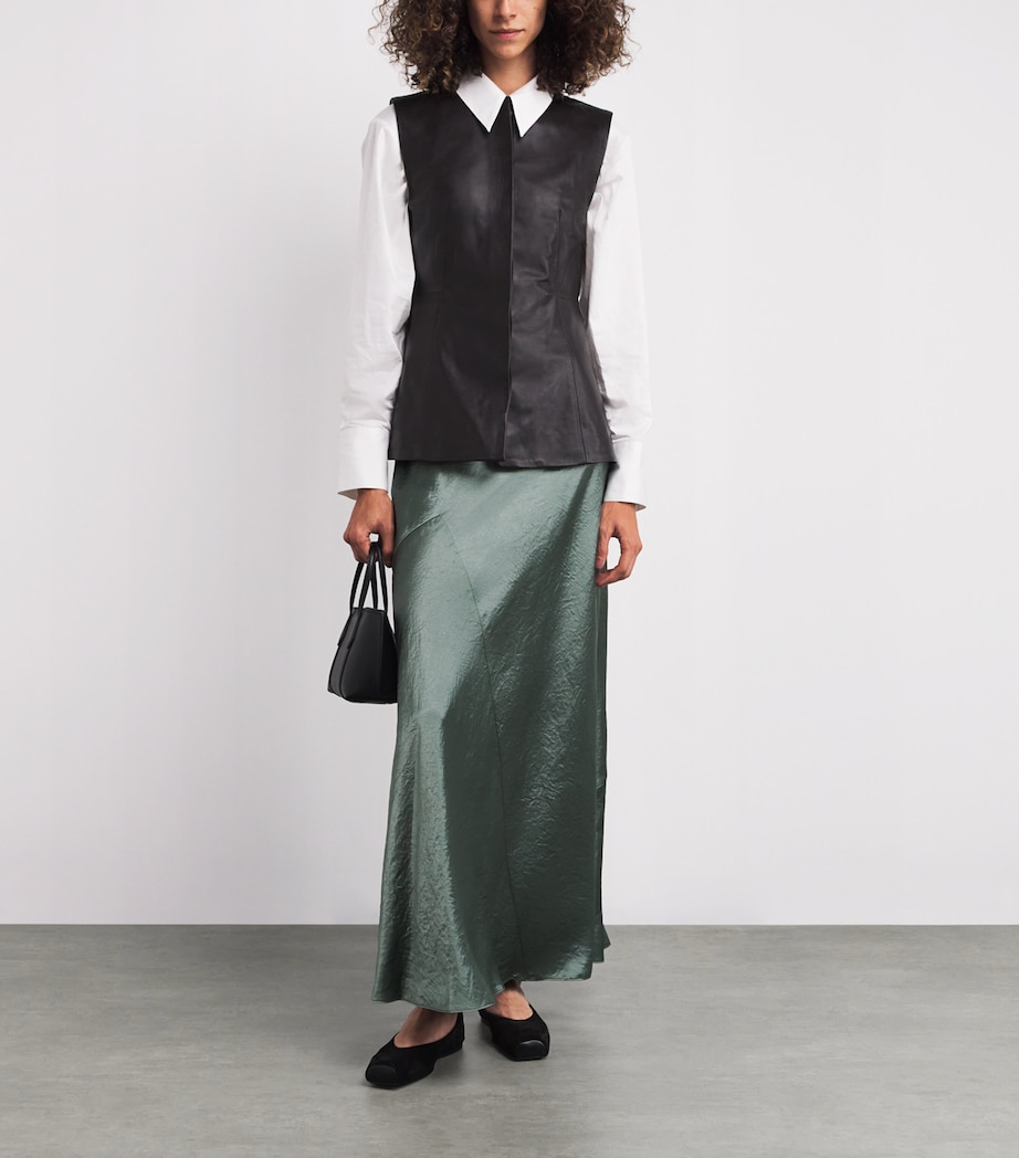 Satin Crinkled Bias-Cut Maxi Skirt DEEP PATINA-376DEP Image 2