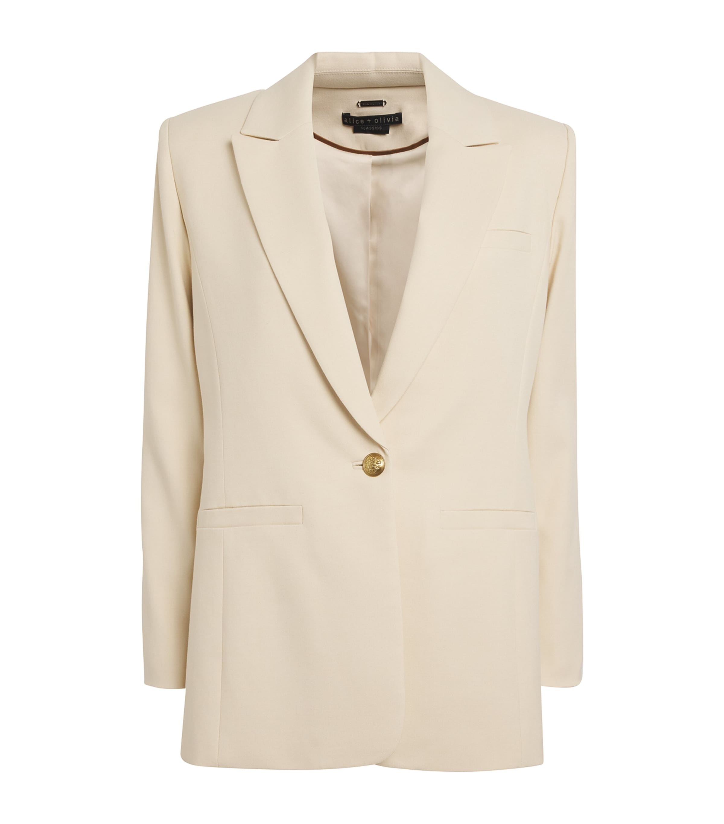Alice And Olivia Billie Elbow Patch Boxy Blazer In Beige