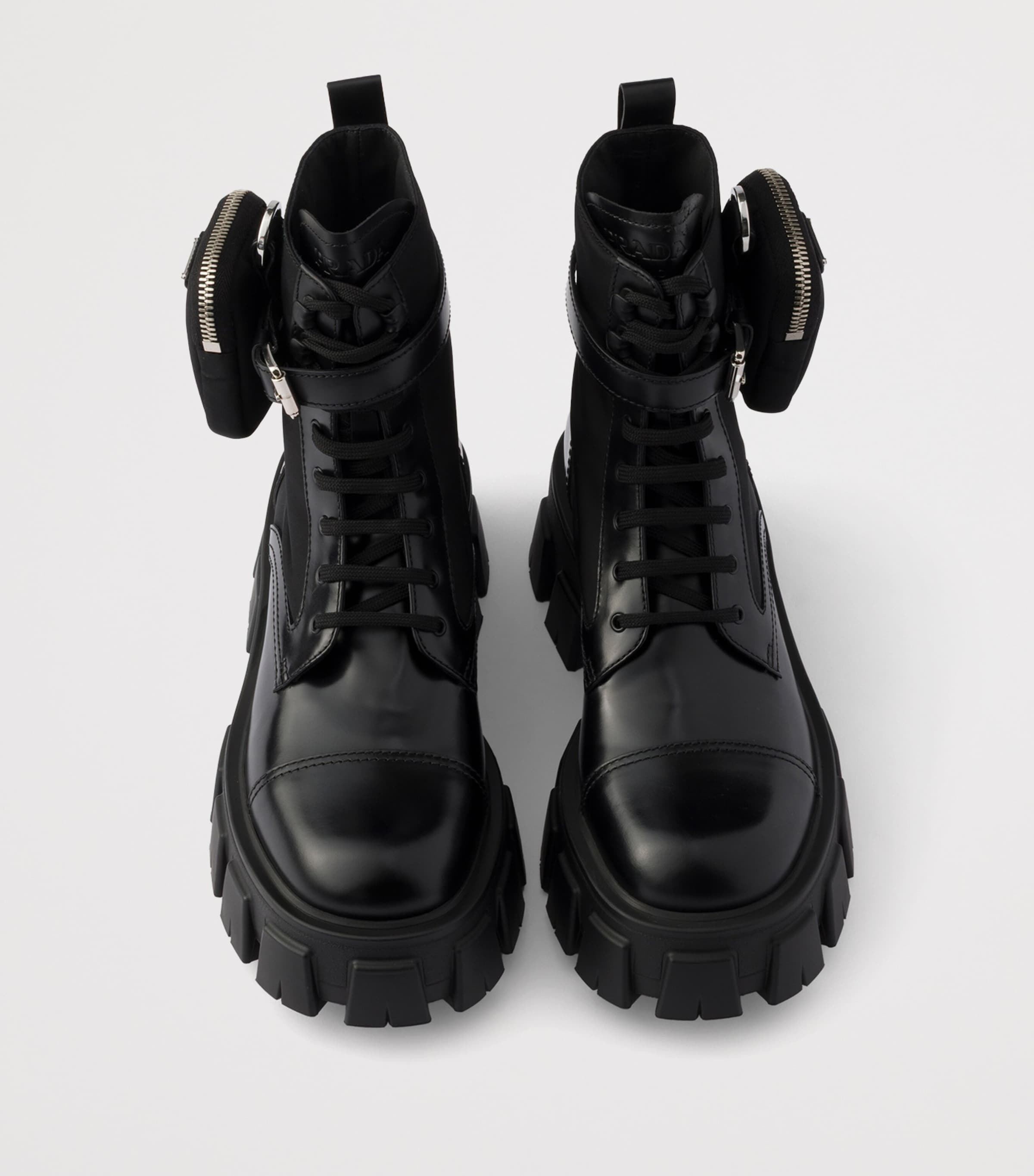 Prada Leather & Re-Nylon Monolith Boots Black Image 3