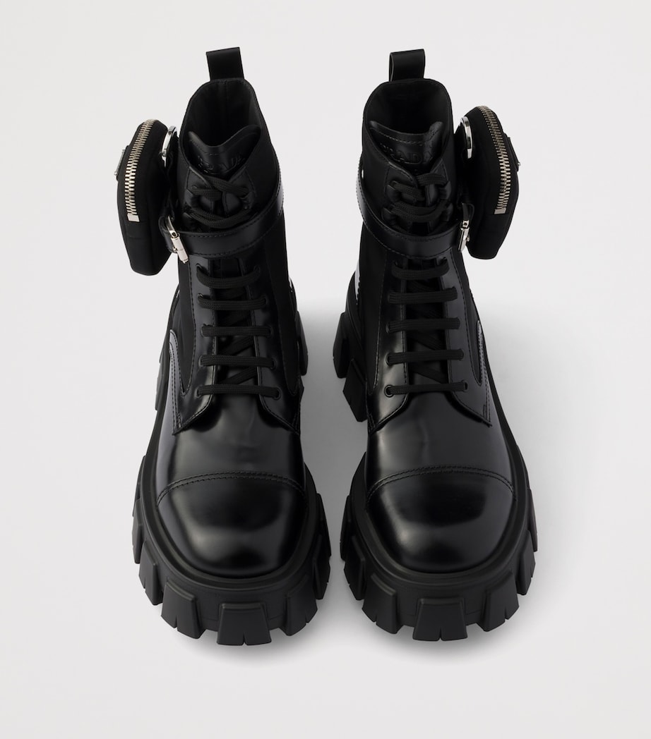 Prada Leather & Re-Nylon Monolith Boots Black Image 3