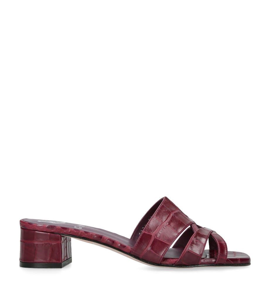Leather Croc-Embossed Montreaux Heeled Mules 35 RED Image 1