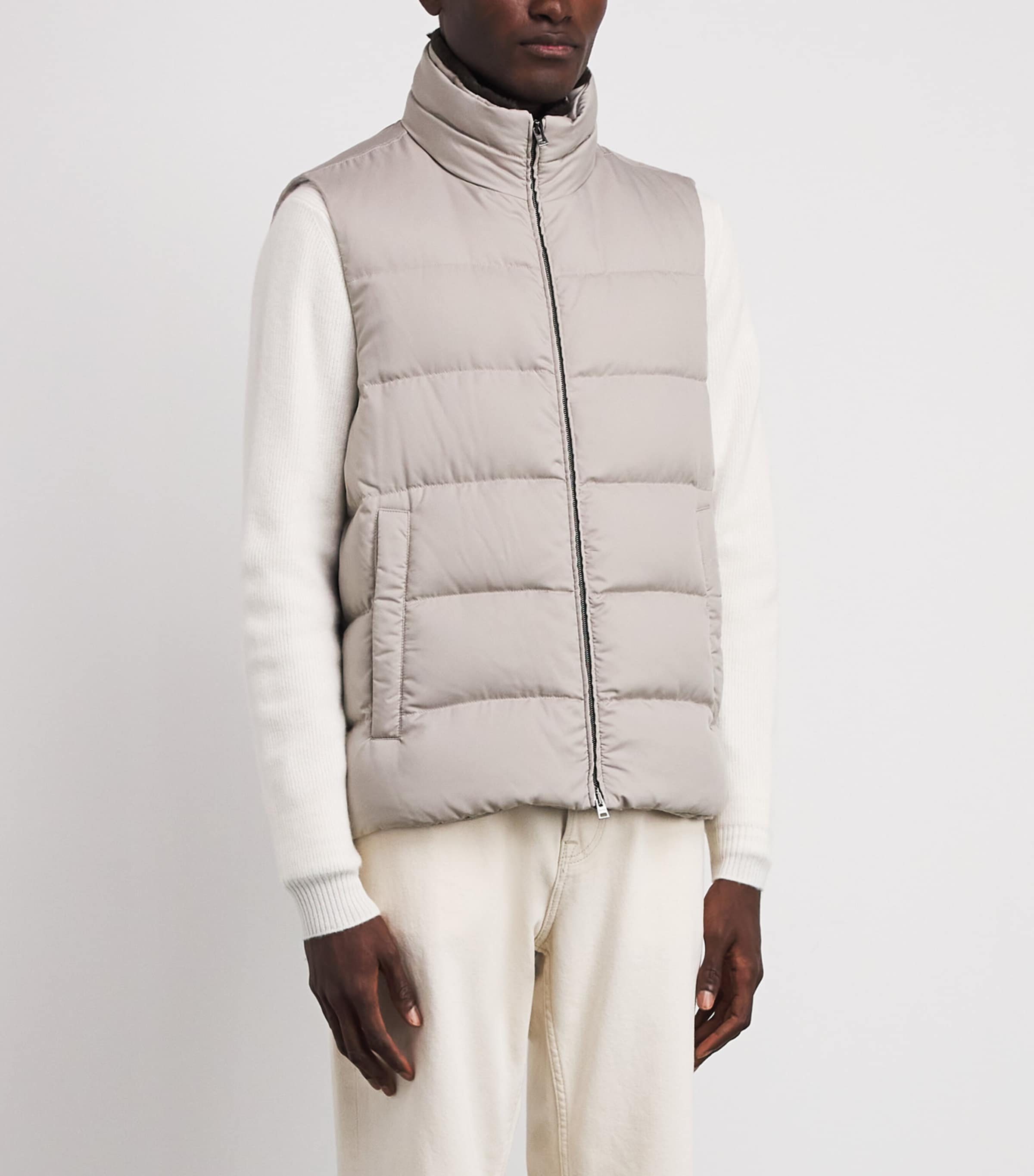 Herno Mens Down Quilted Gilet Grigio Perla Image 4