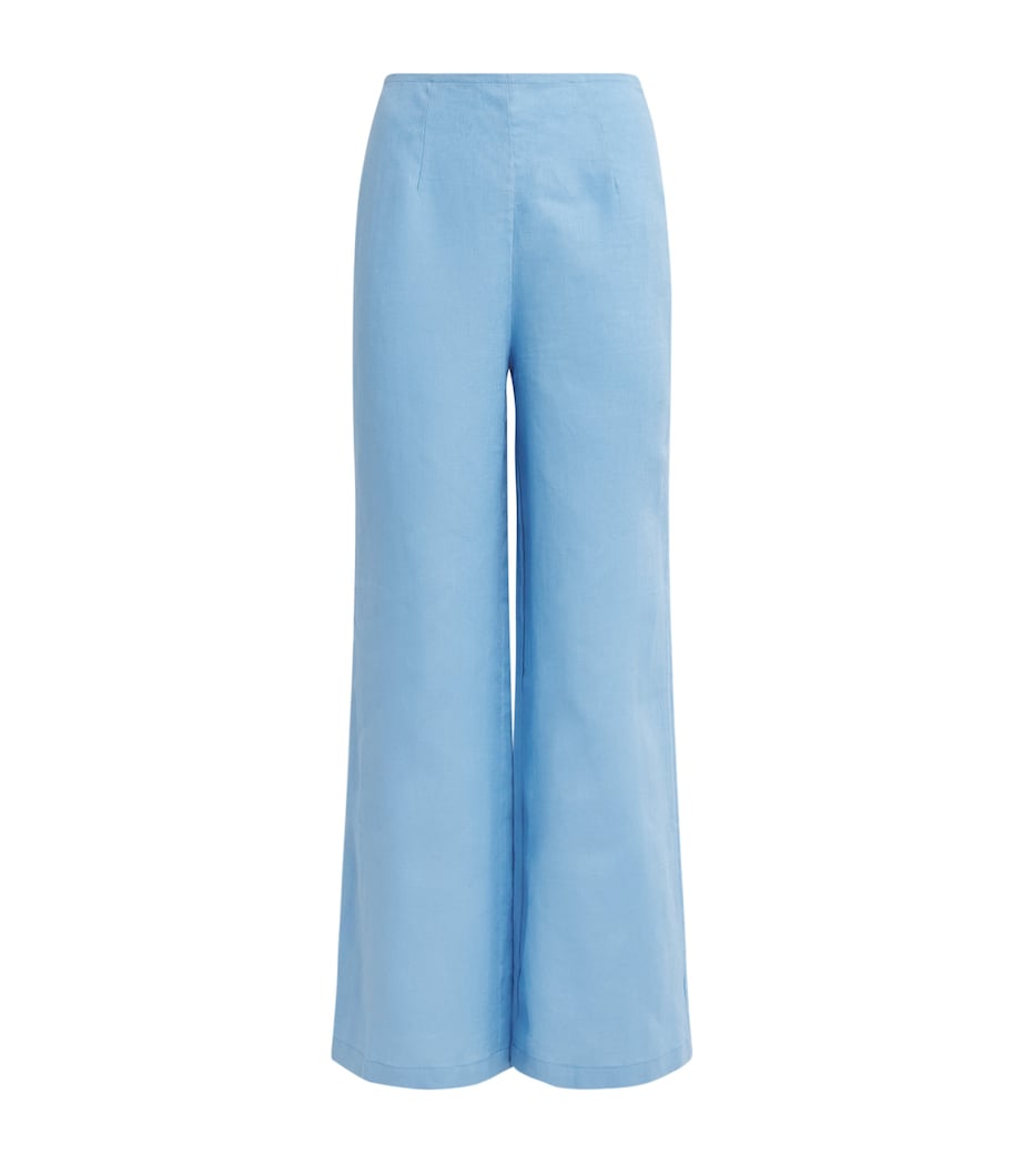 Faithfull The Brand Womens Linen Syna Wide-Leg Trousers Sky Blue Image 1