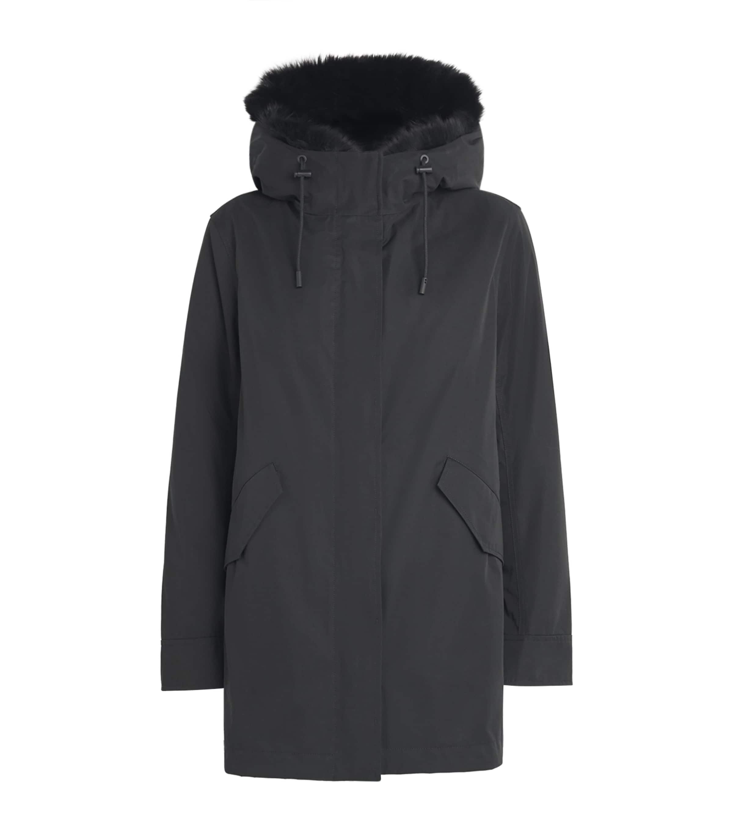 Yves Salomon Womens Down Fur-Trim Technical Parka Coat Image 1