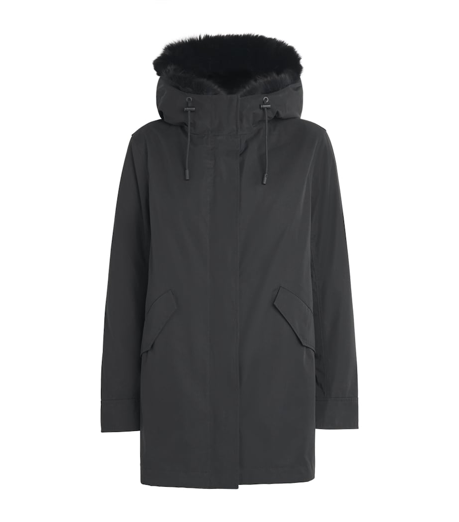 Yves Salomon Womens Down Fur-Trim Technical Parka Coat Image 1