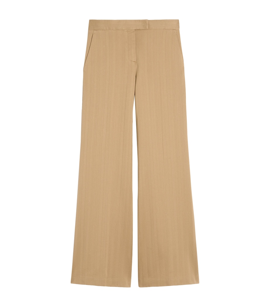 Max Mara Womens Cotton Jersey Stripe Trousers Desert Image 1