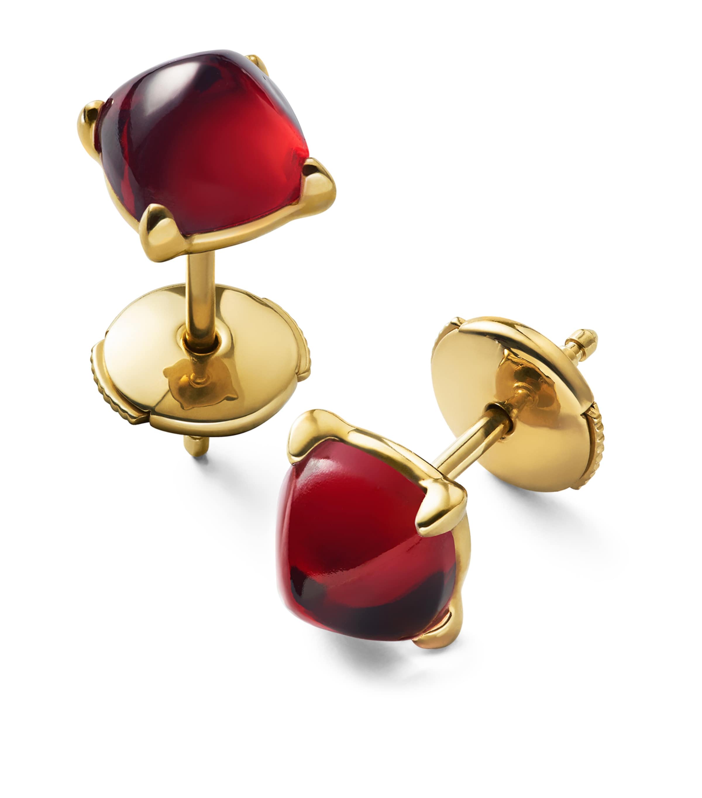 Baccarat Gold Vermeil Mini Médicis Red Stud Earrings Clear Image 1