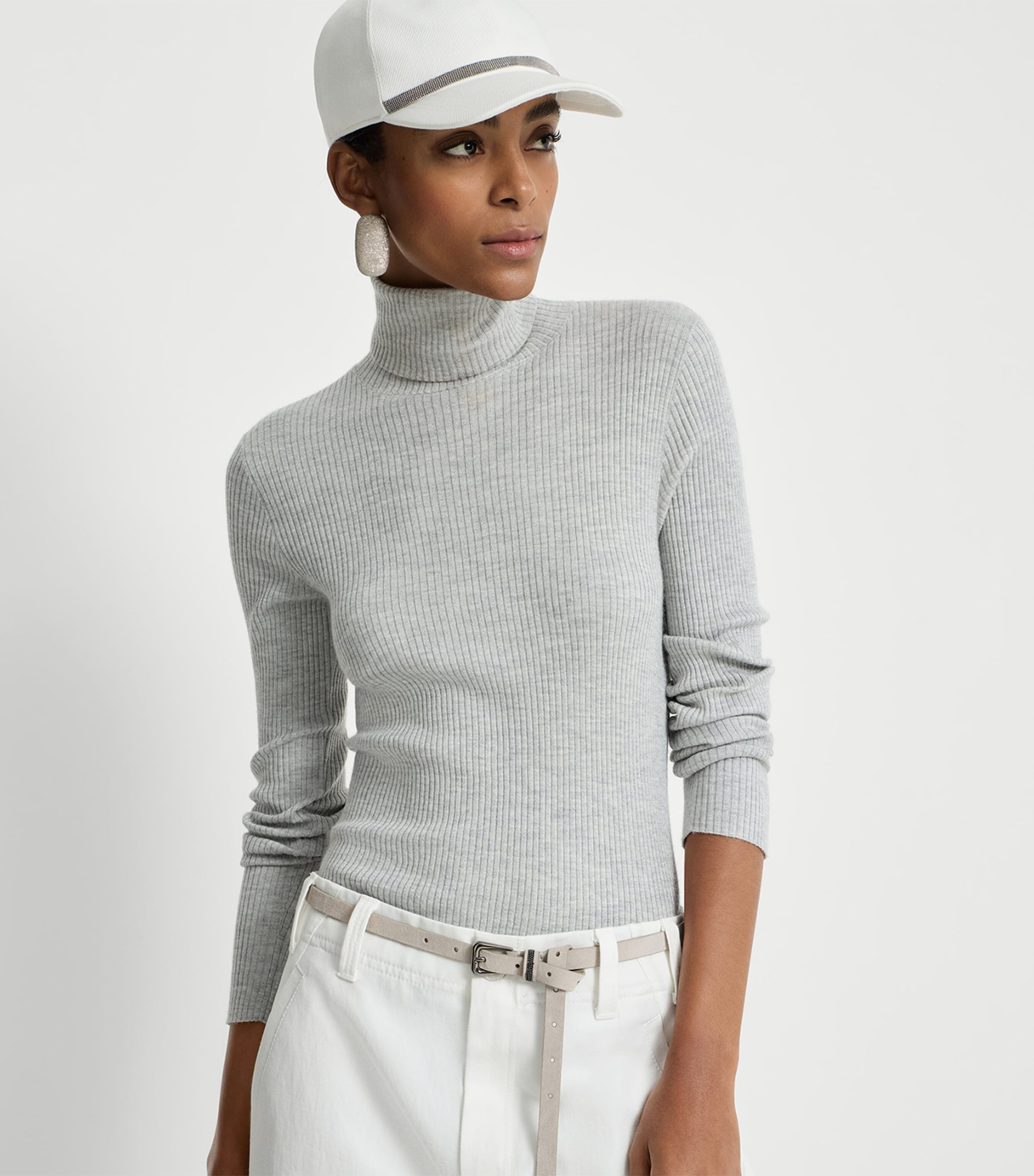 Brunello Cucinelli Womens Cashmere-Silk-Blend Rollneck Sweater Image 4