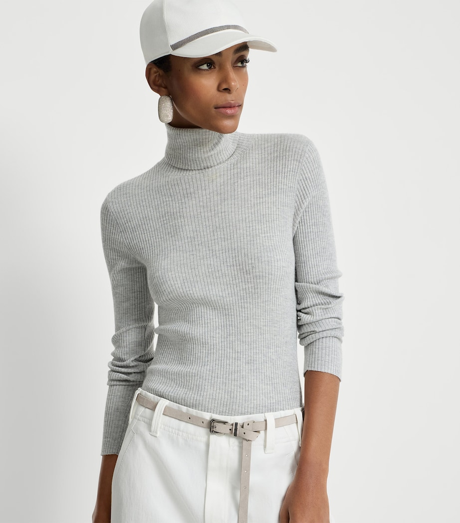 Brunello Cucinelli Womens Cashmere-Silk-Blend Rollneck Sweater Image 4