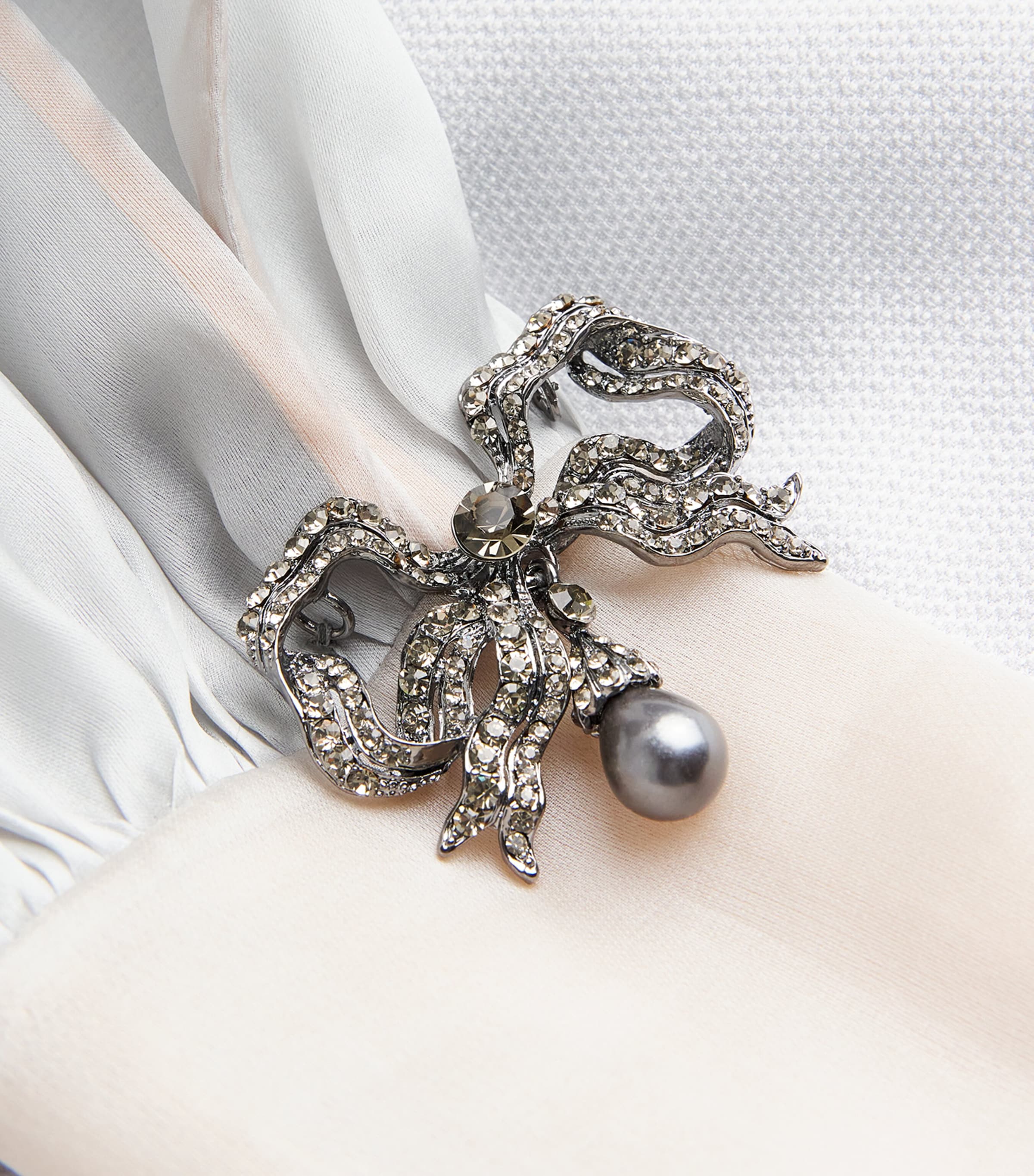 Piqué Organza-Sleeve Gown 71/GREY Image 5