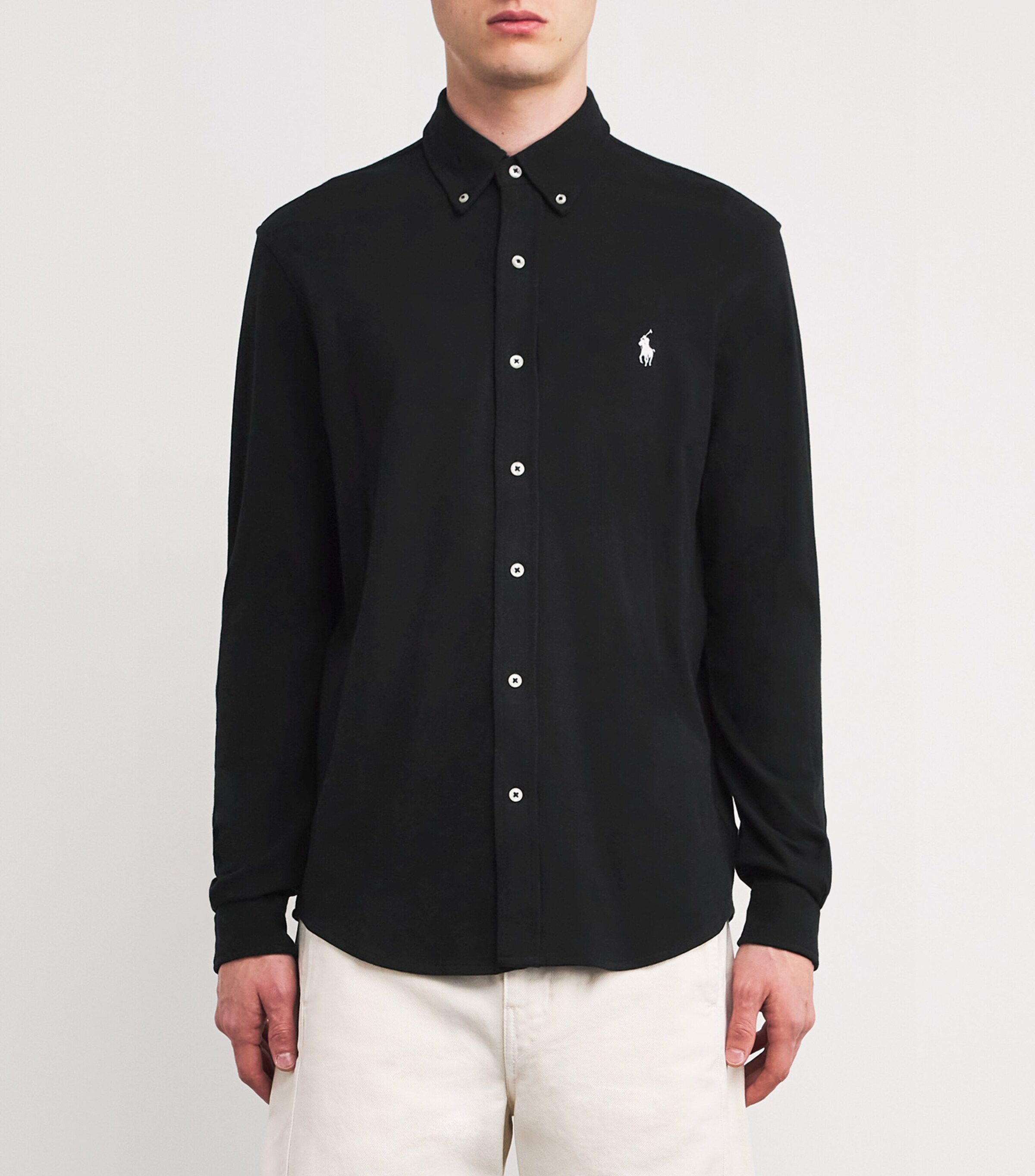 Polo Ralph Lauren Mens Cotton Featherweight Mesh Shirt Black Image 3