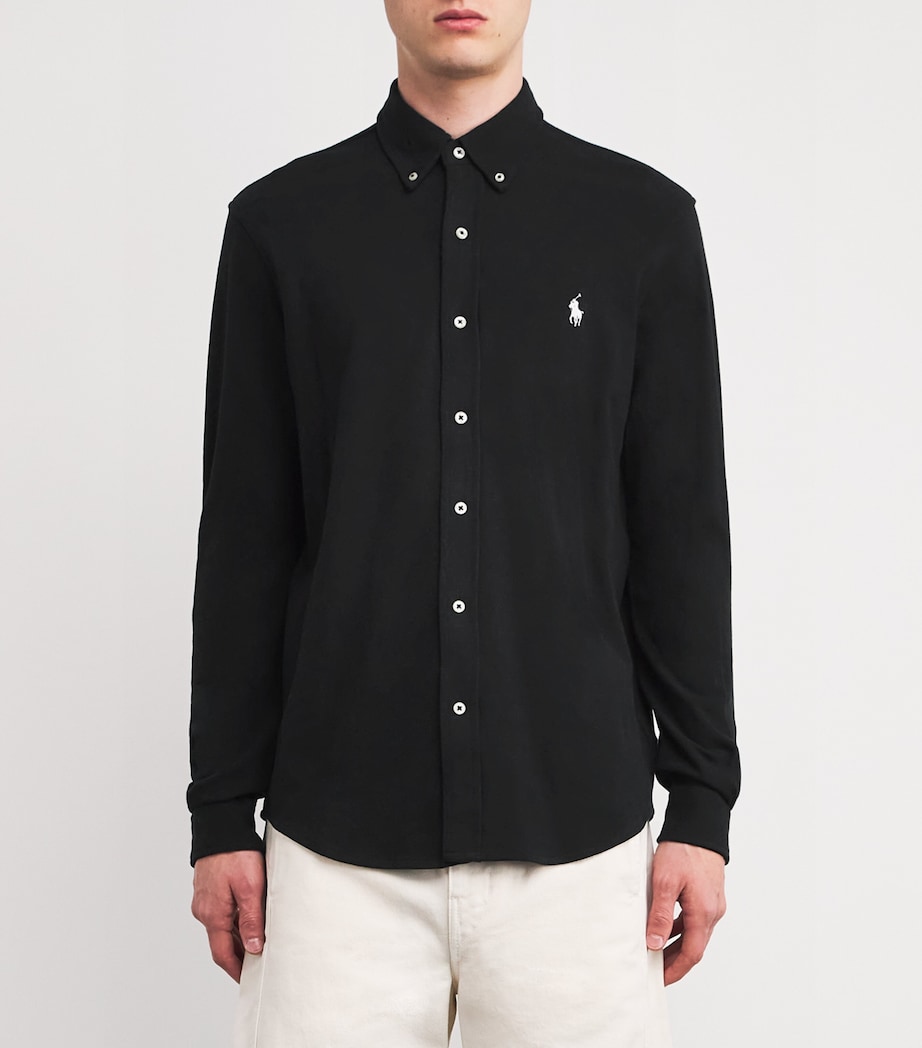 Polo Ralph Lauren Mens Cotton Featherweight Mesh Shirt Black Image 3