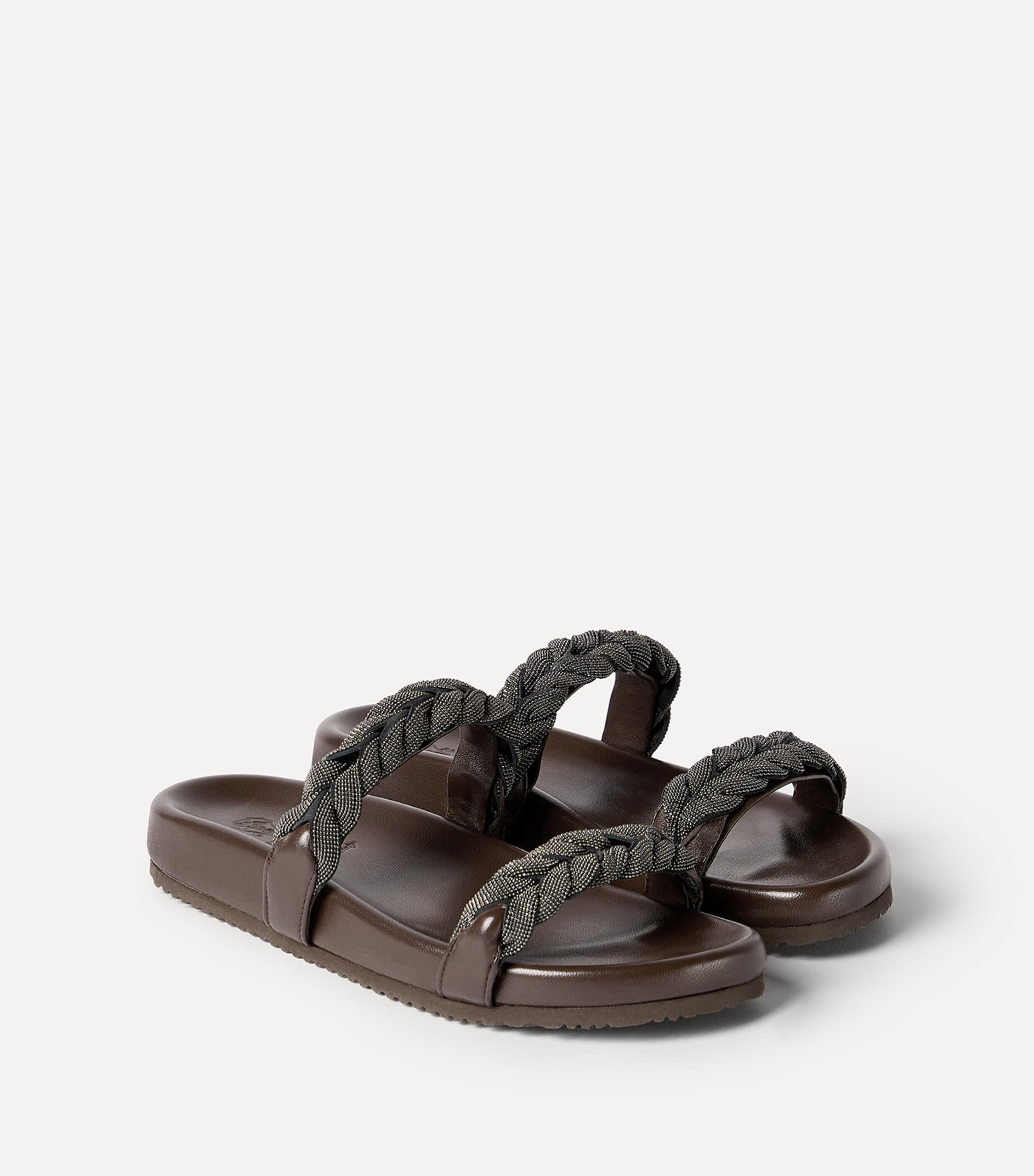 Brunello Cucinelli Leather Braided Sandals Image 3