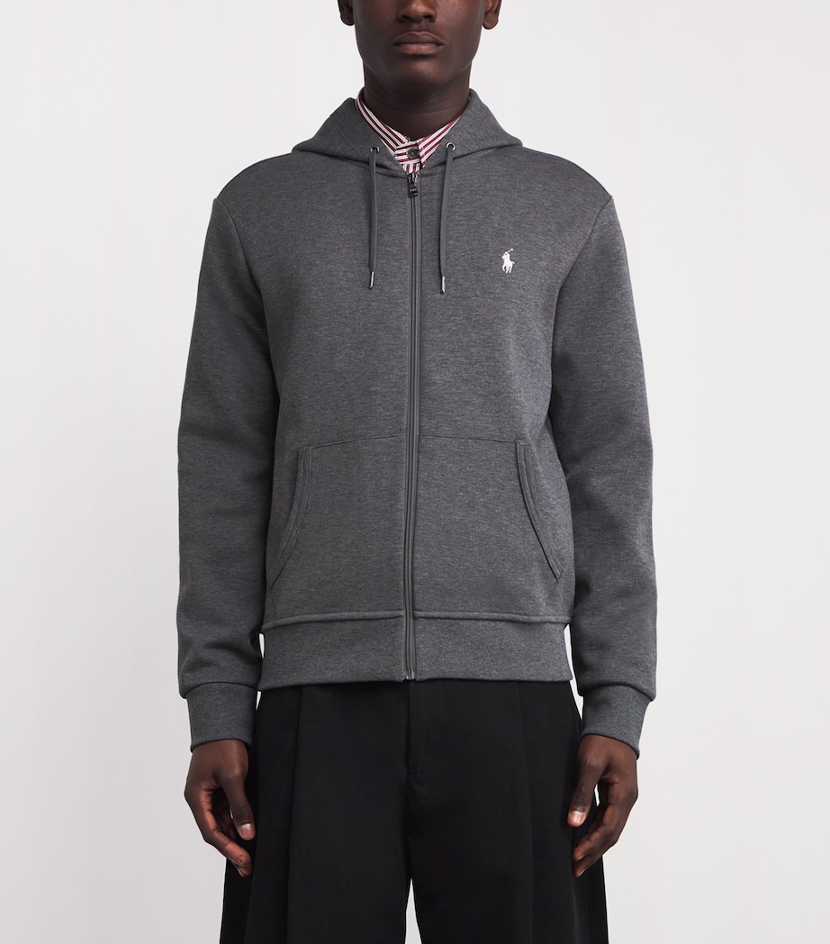 Cotton-Blend Zip-Up Hoodie GREY Image 3