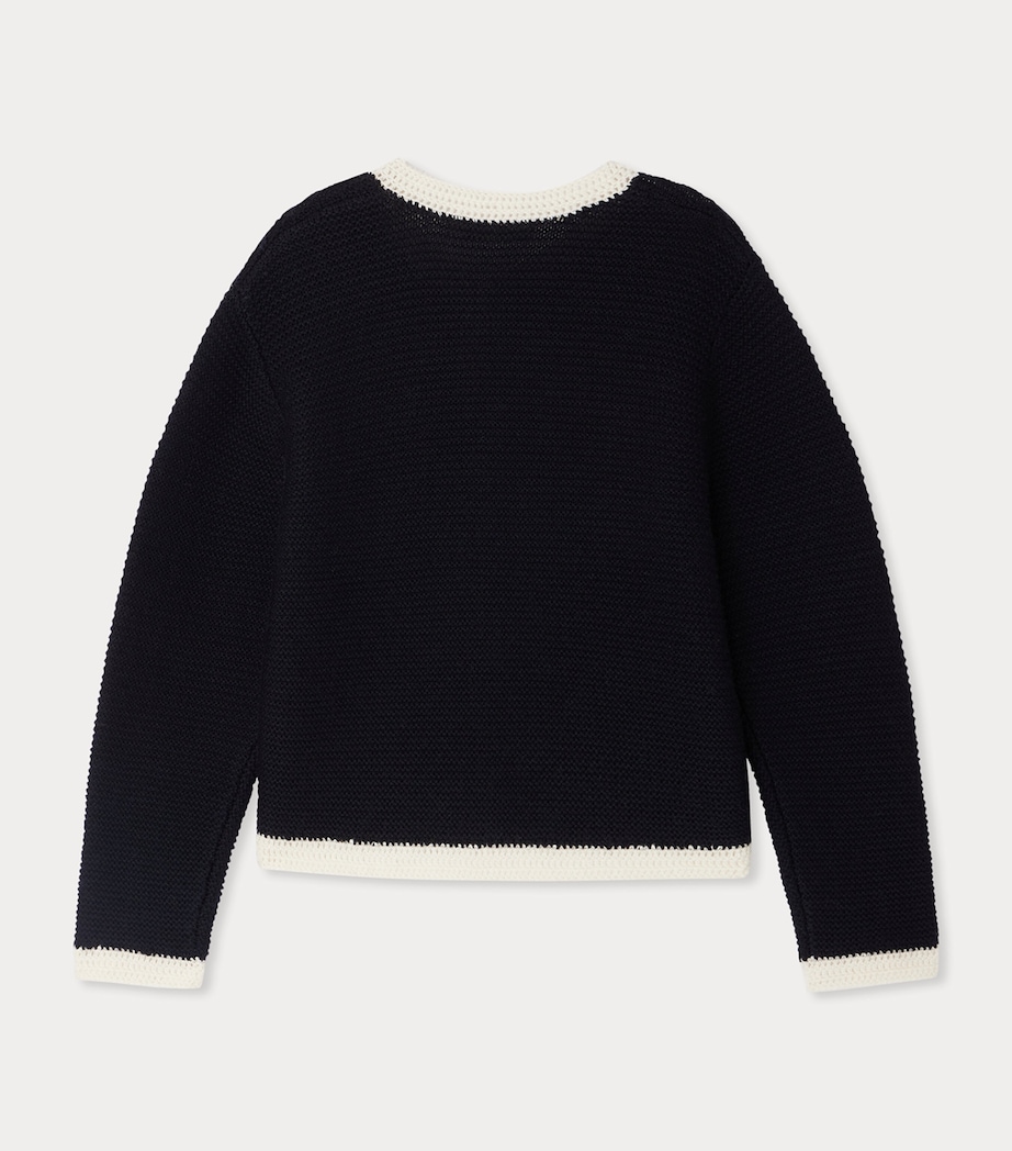 Wool Cherry-Crochet Elaia Cardigan (4-8 Years) MARINE Image 2