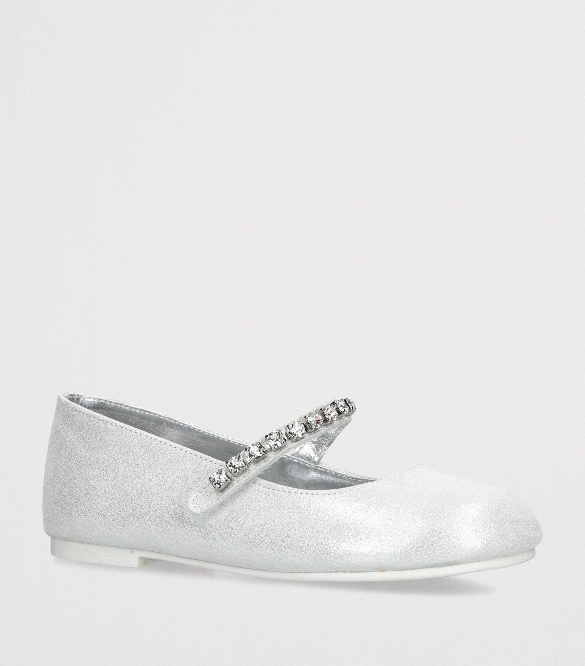 BabyWalker Leather Crystal-Strap Ballet Flats Silver Image 2