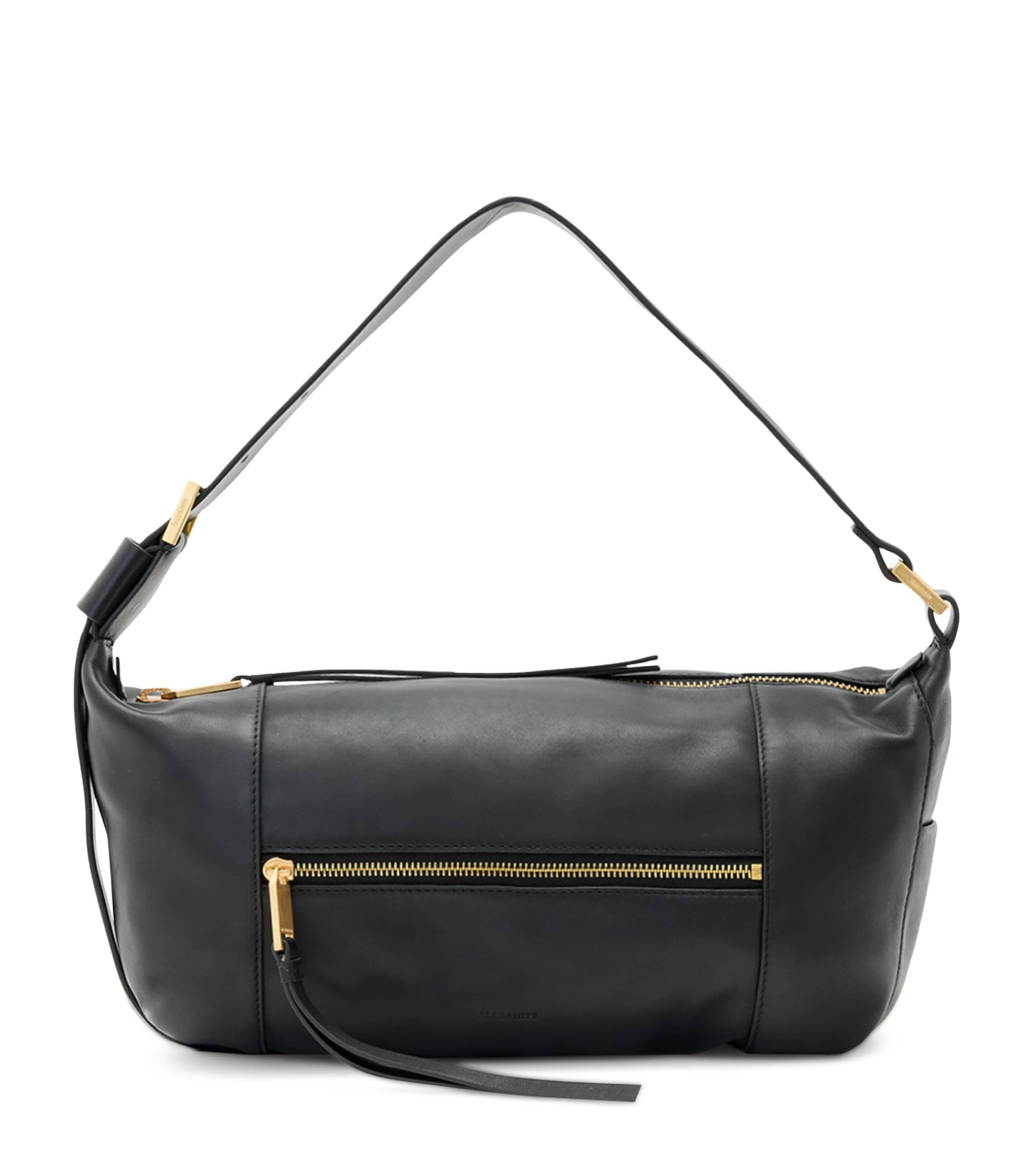 Allsaints Womens Black Vega Leather Shoulder Bag In Black