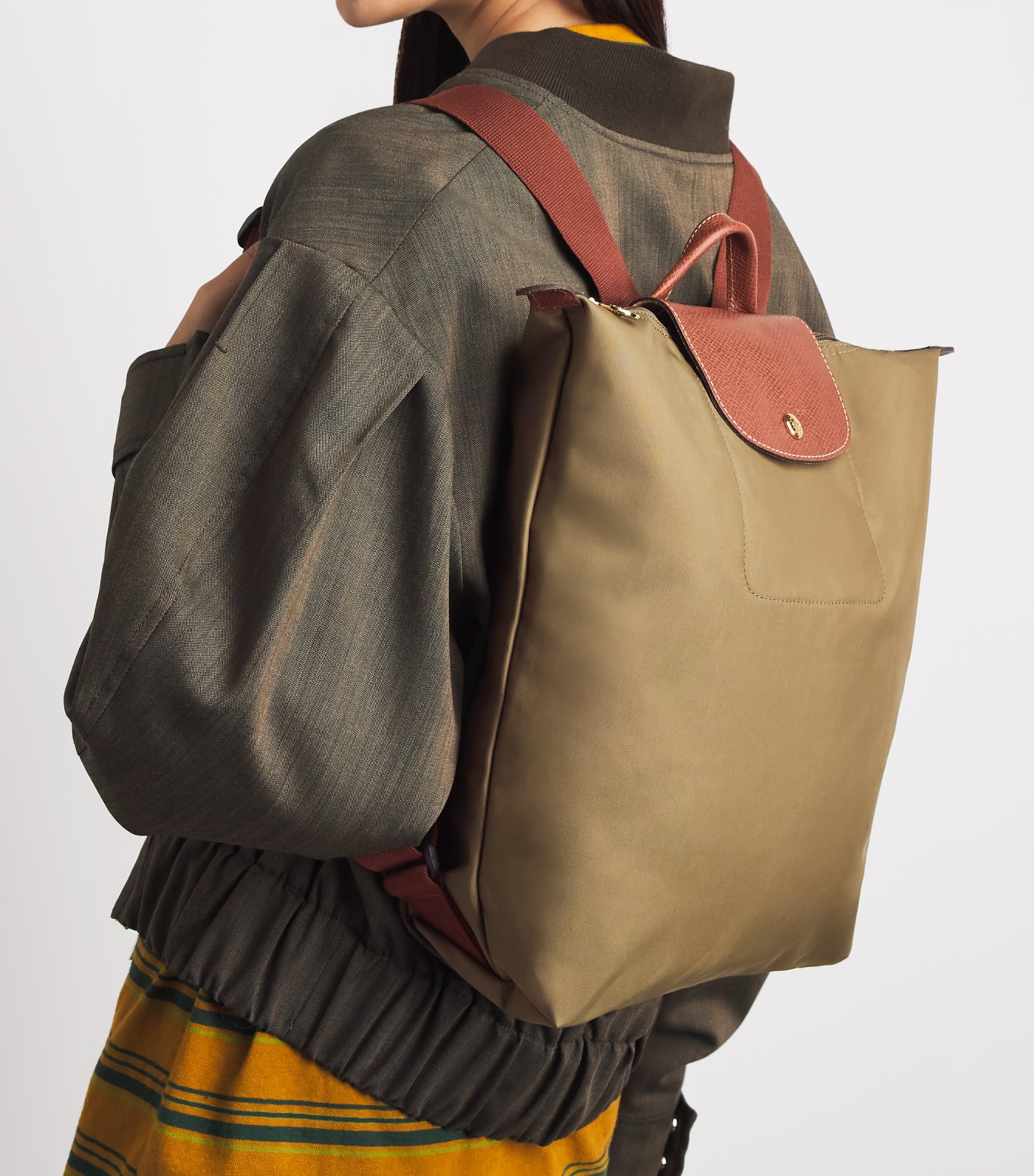 Longchamp Medium Le Pliage Original Backpack Olive Image 4
