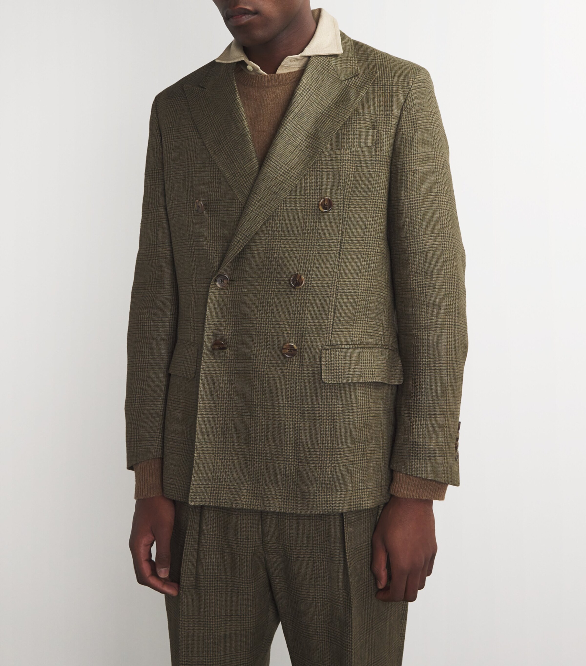 Polo Ralph Lauren Mens Silk-Linen Glen 2-Piece Suit Green Mult Image 4