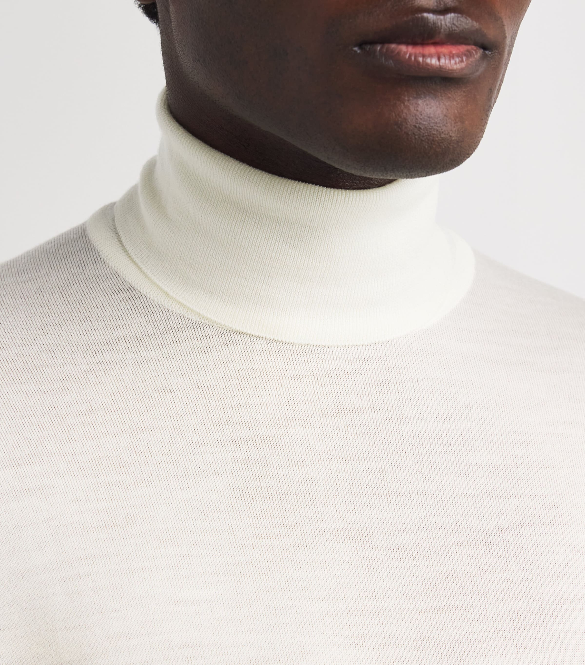 John Smedley White Extra Fine Merino Rollneck Richards Sweater