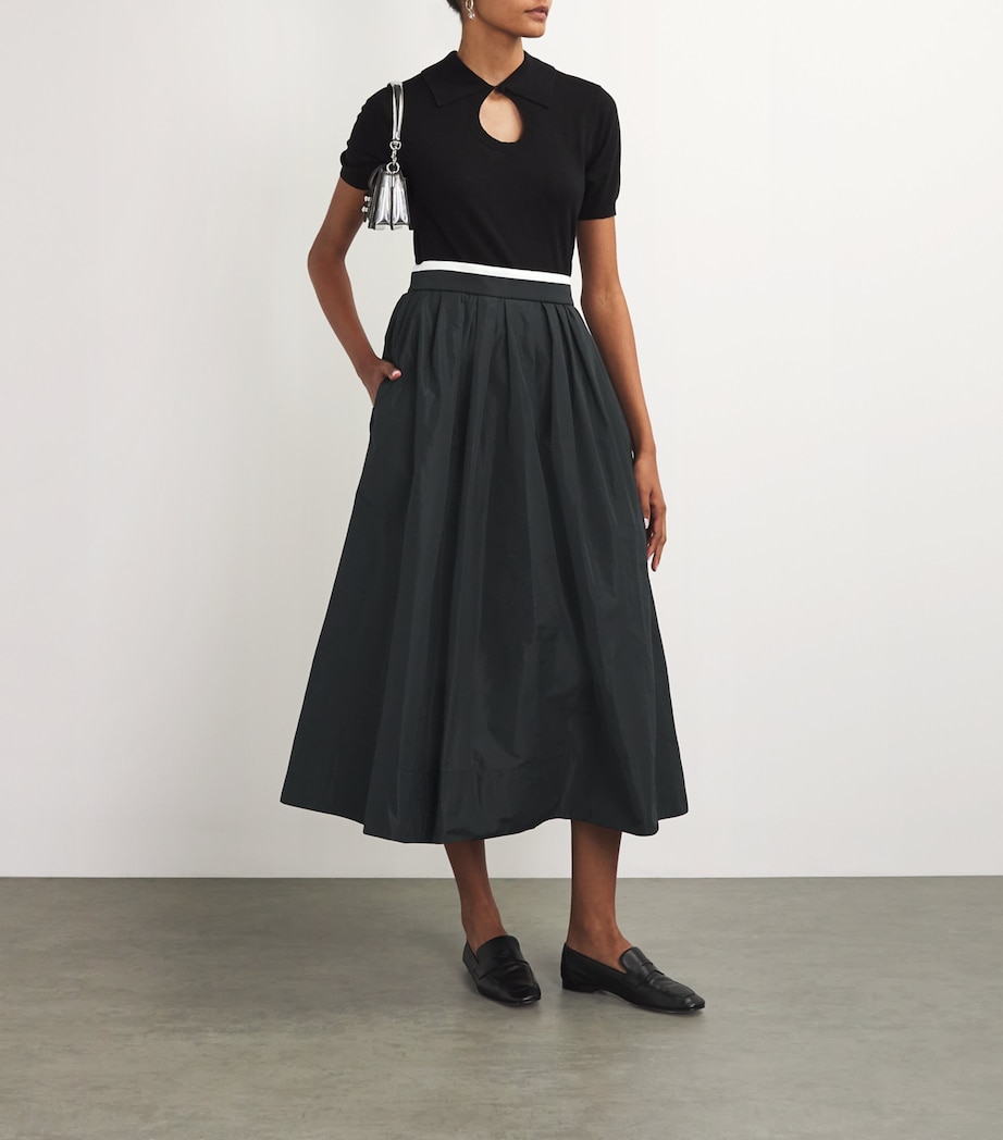 Pleated Midi Skirt BLACK Image 2