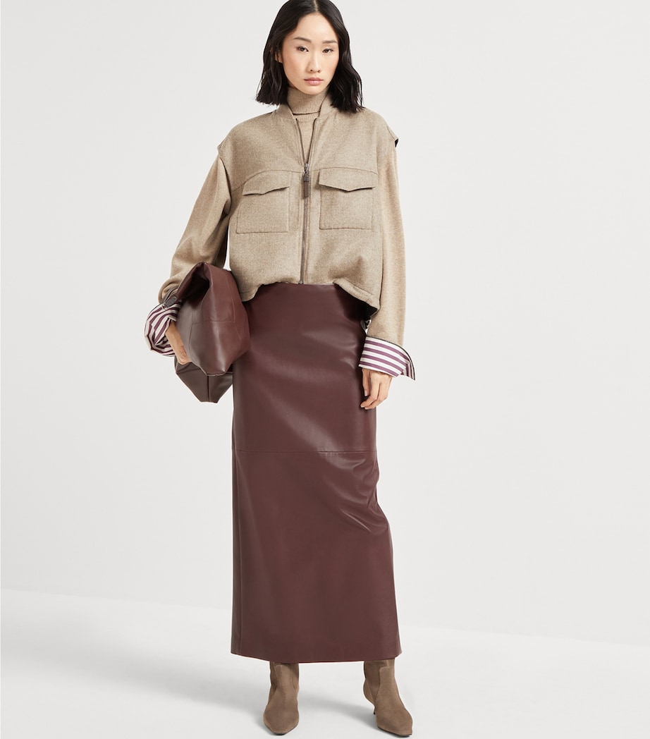 Nappa Leather Column Maxi Skirt C4243 Image 4