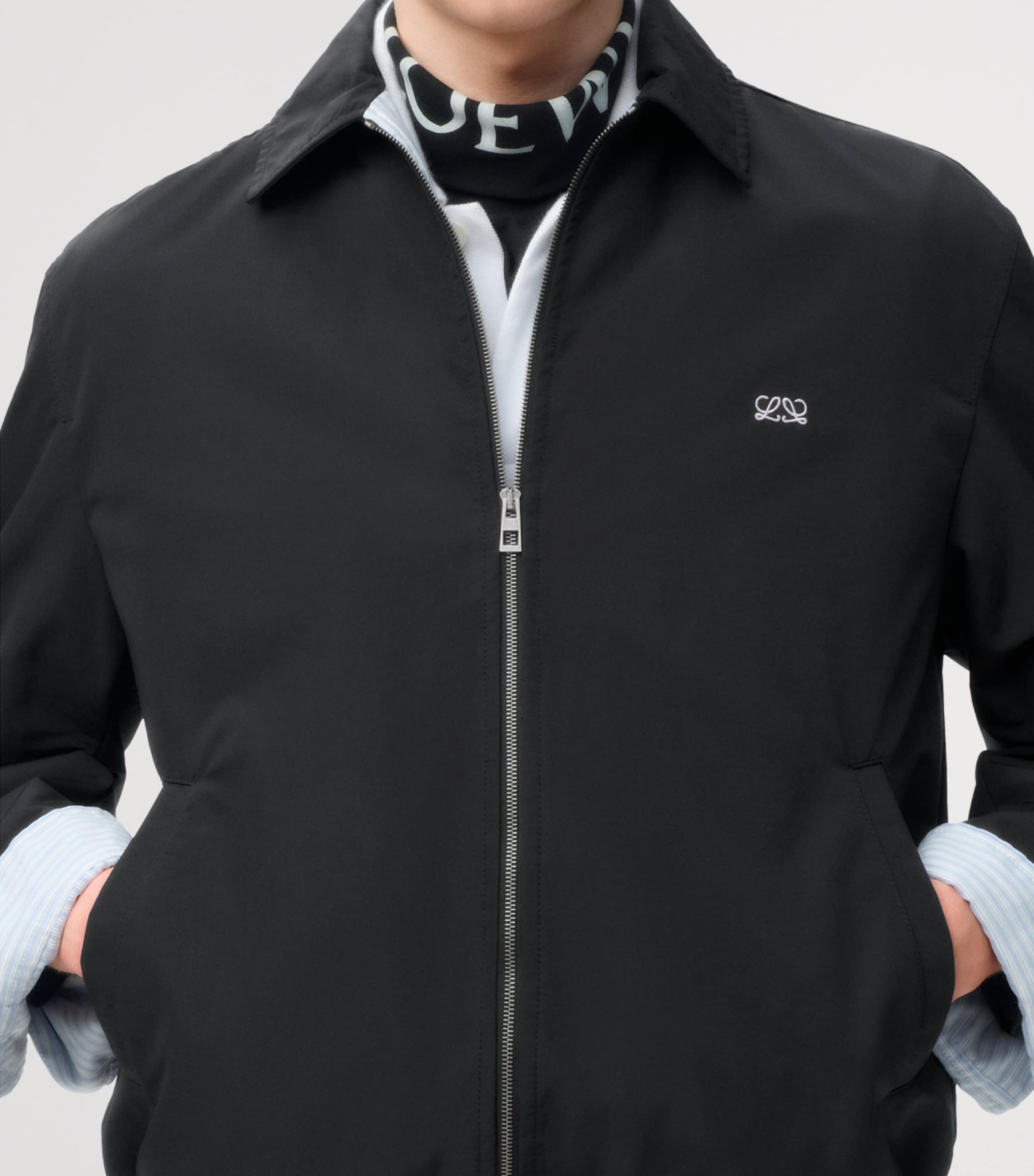 LOEWE Mens Canvas Zip-Up Jacket Black Image 5