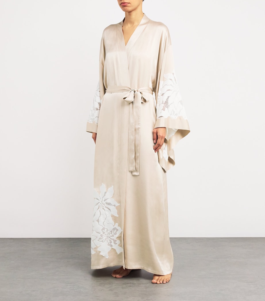 Bocan Womens Lace-Trimmed Argos Robe Beige Image 3