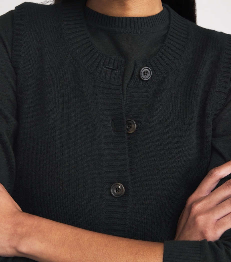 Harrods Womens Cashmere-Cotton Sweater Vest Black Image 3