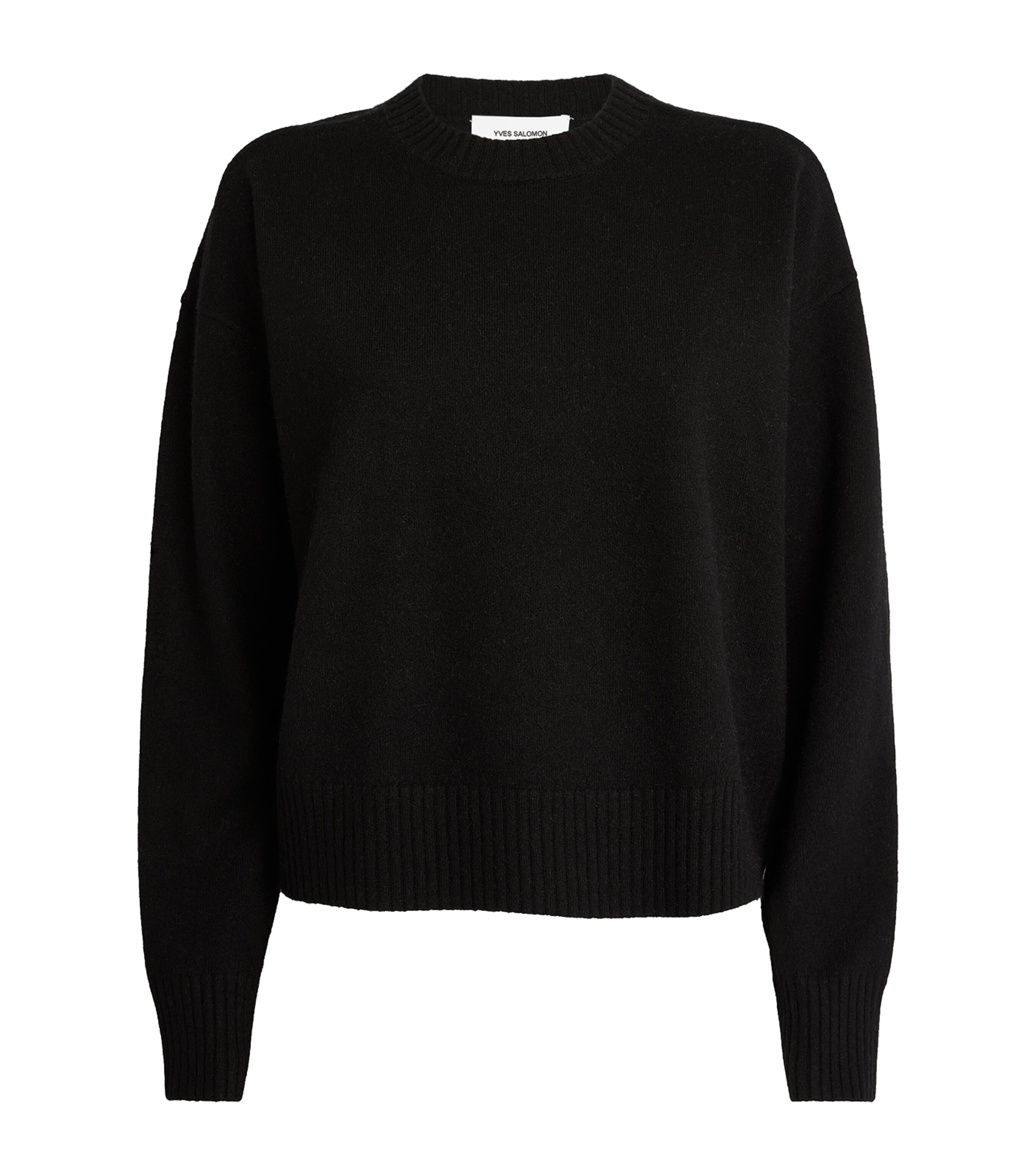 Yves Salomon Knitted Crew-neck Sweater In Black