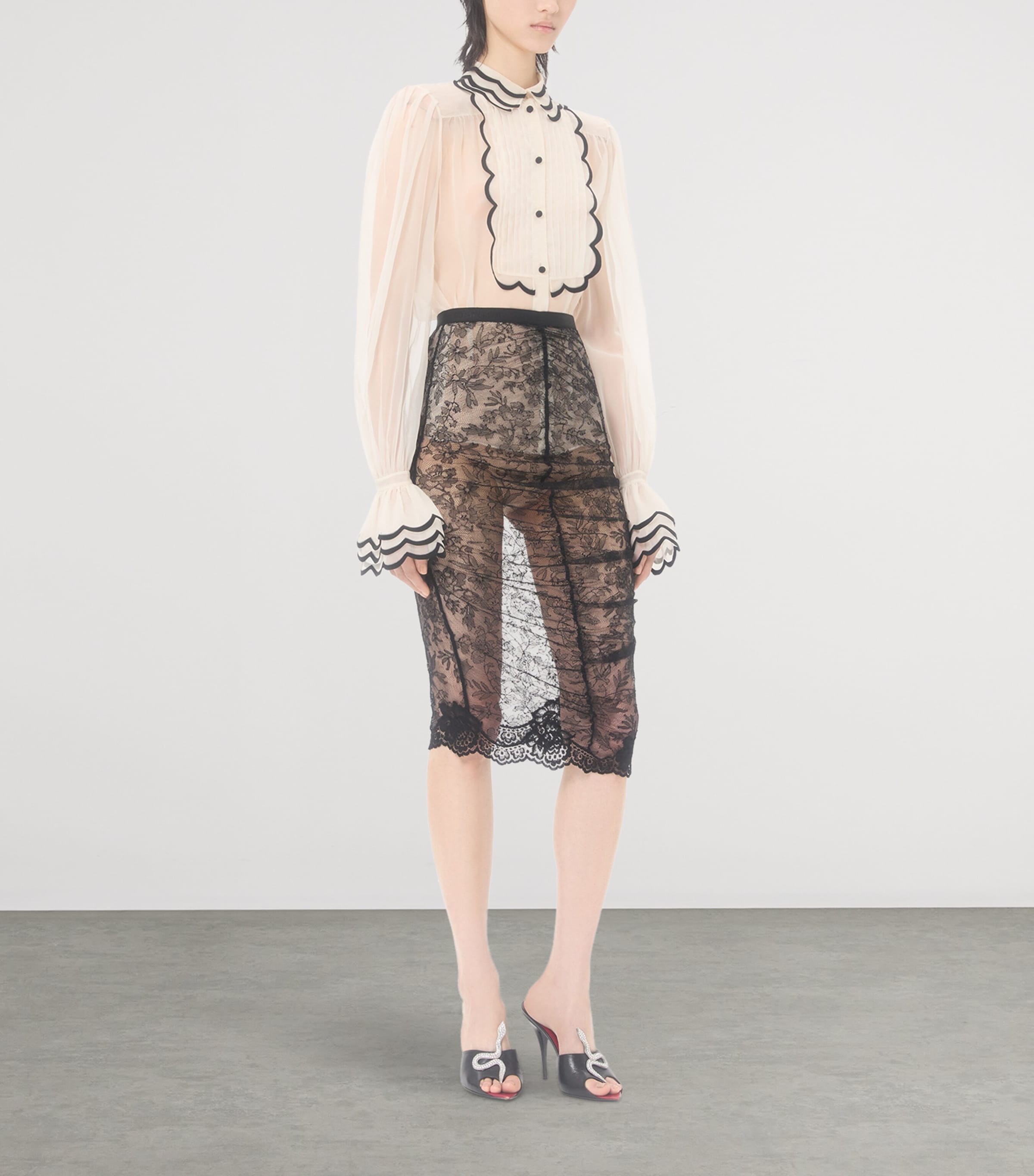 Valentino Womens Lace Ruched Skirt Image 5