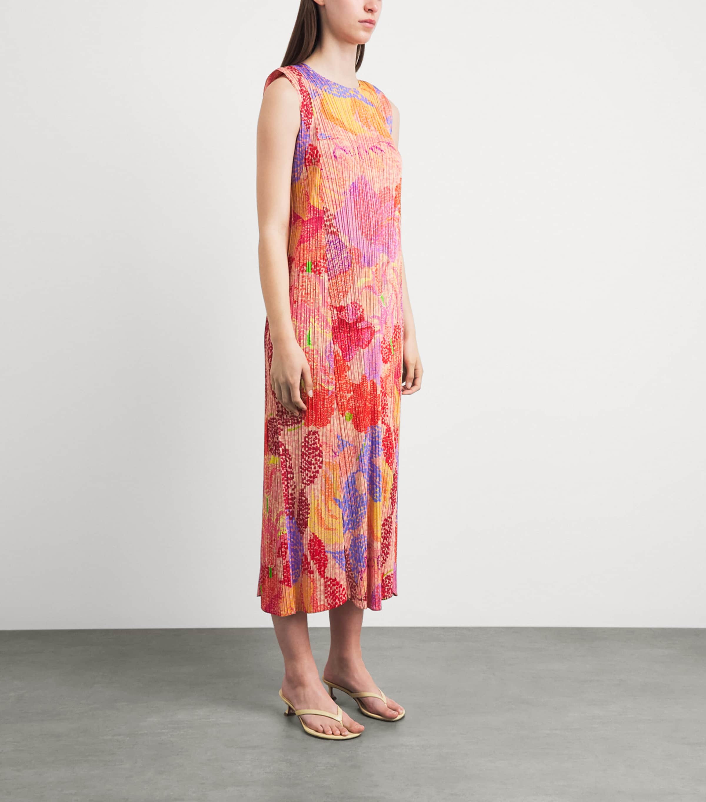 Pleats Please Issey Miyake Womens Pleated Foggy Forest Midi Dress Pink Image 4