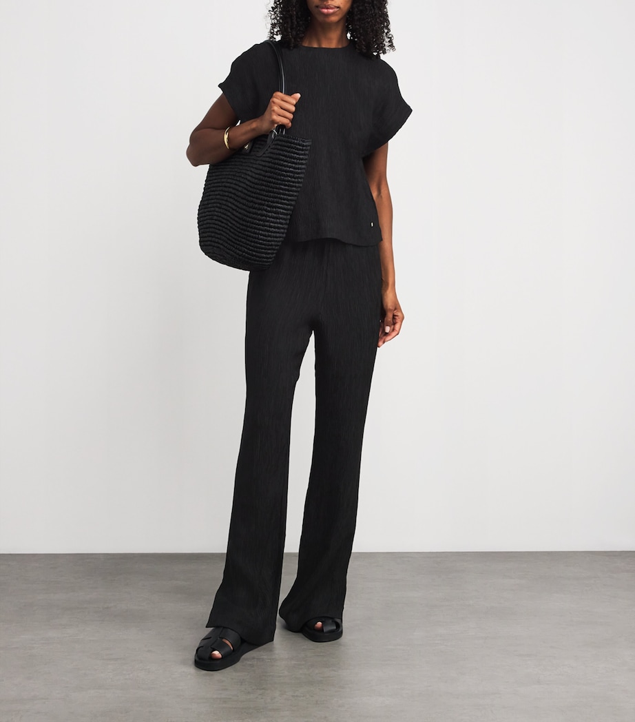 Crinkled Aden Straight Trousers BLACK Image 2