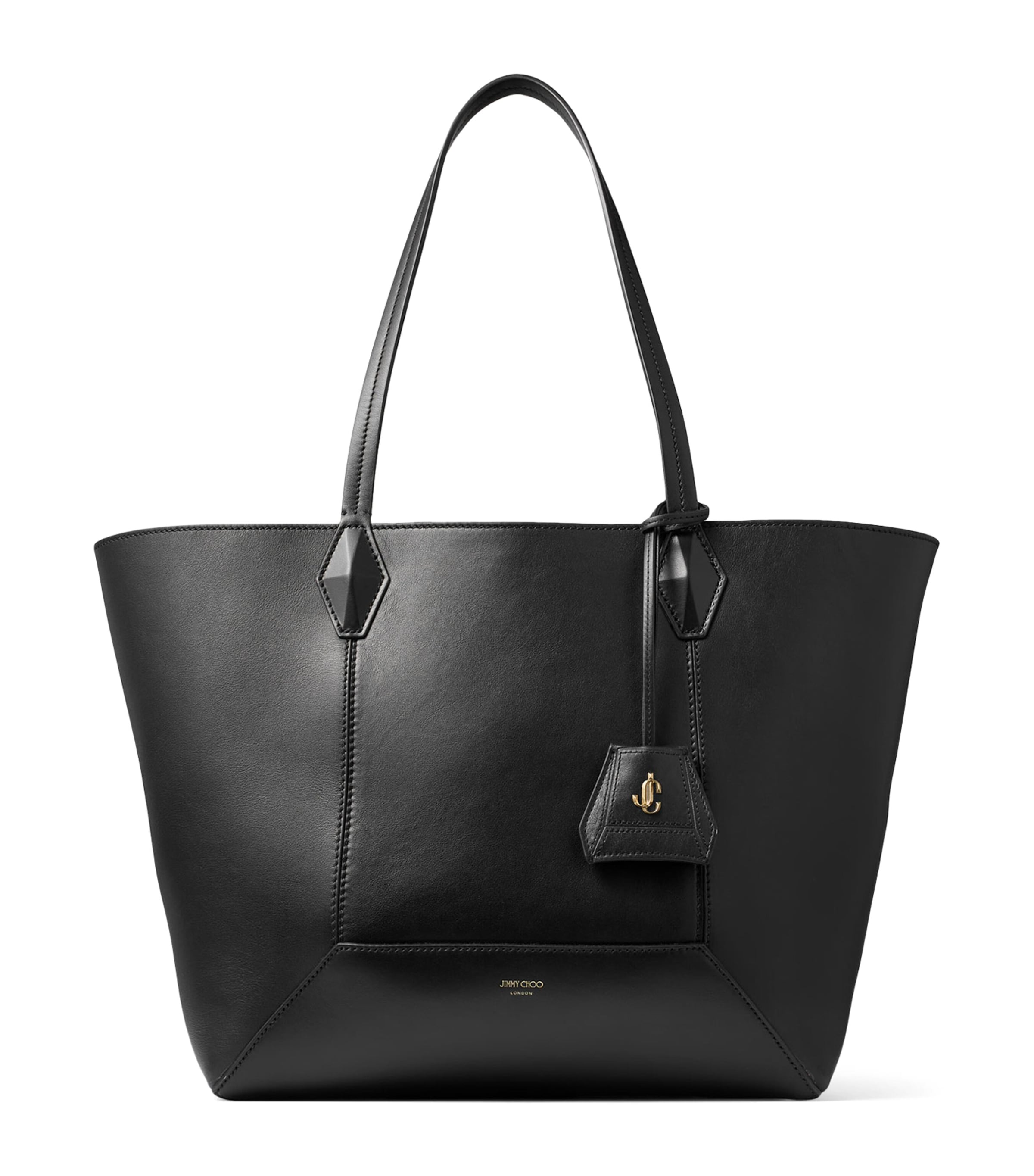 Jimmy Choo Diamond Medium Leather Tote Bag In Black