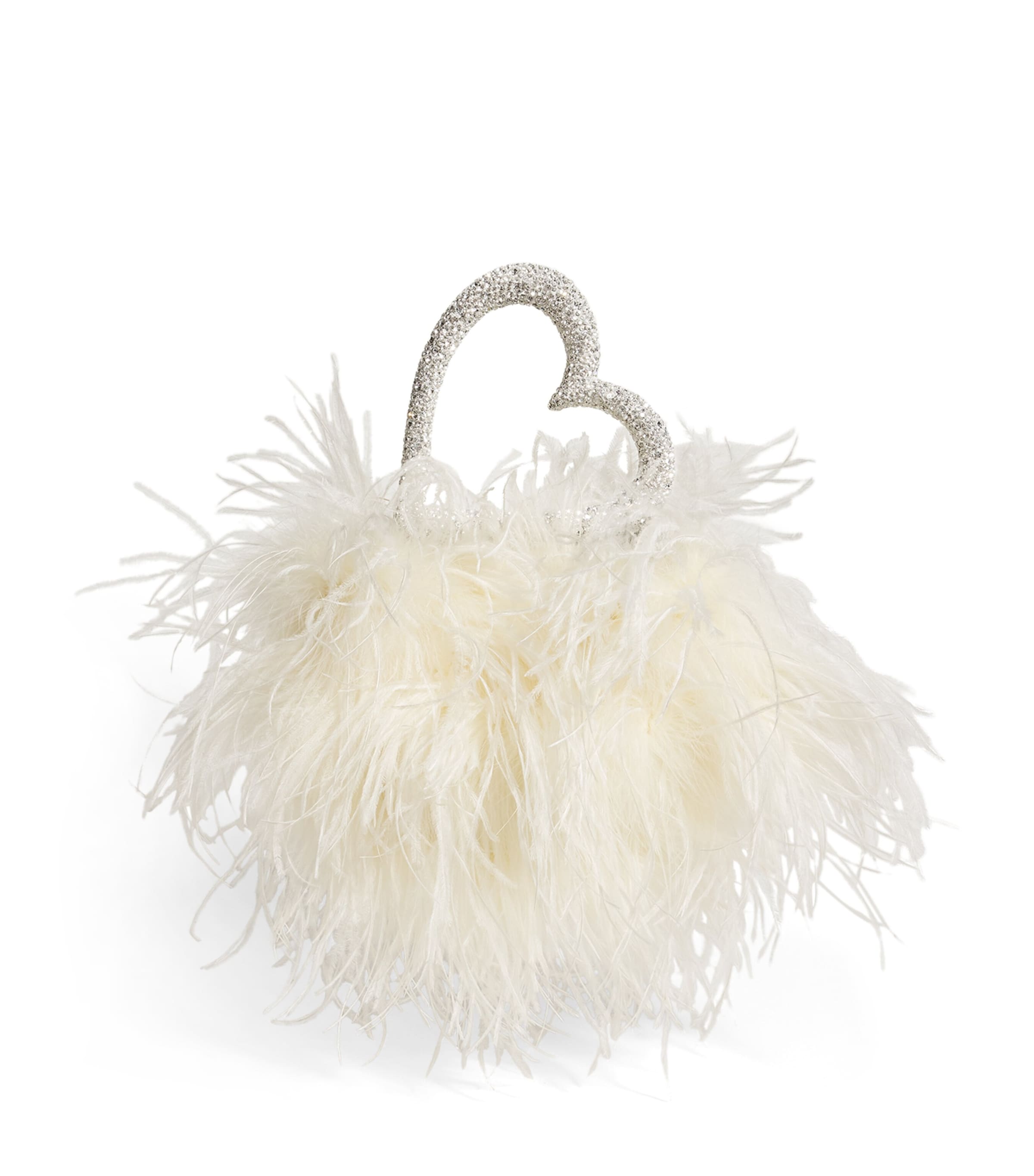 L'alingi Crystal-embellished Feather Clutch Bag In White