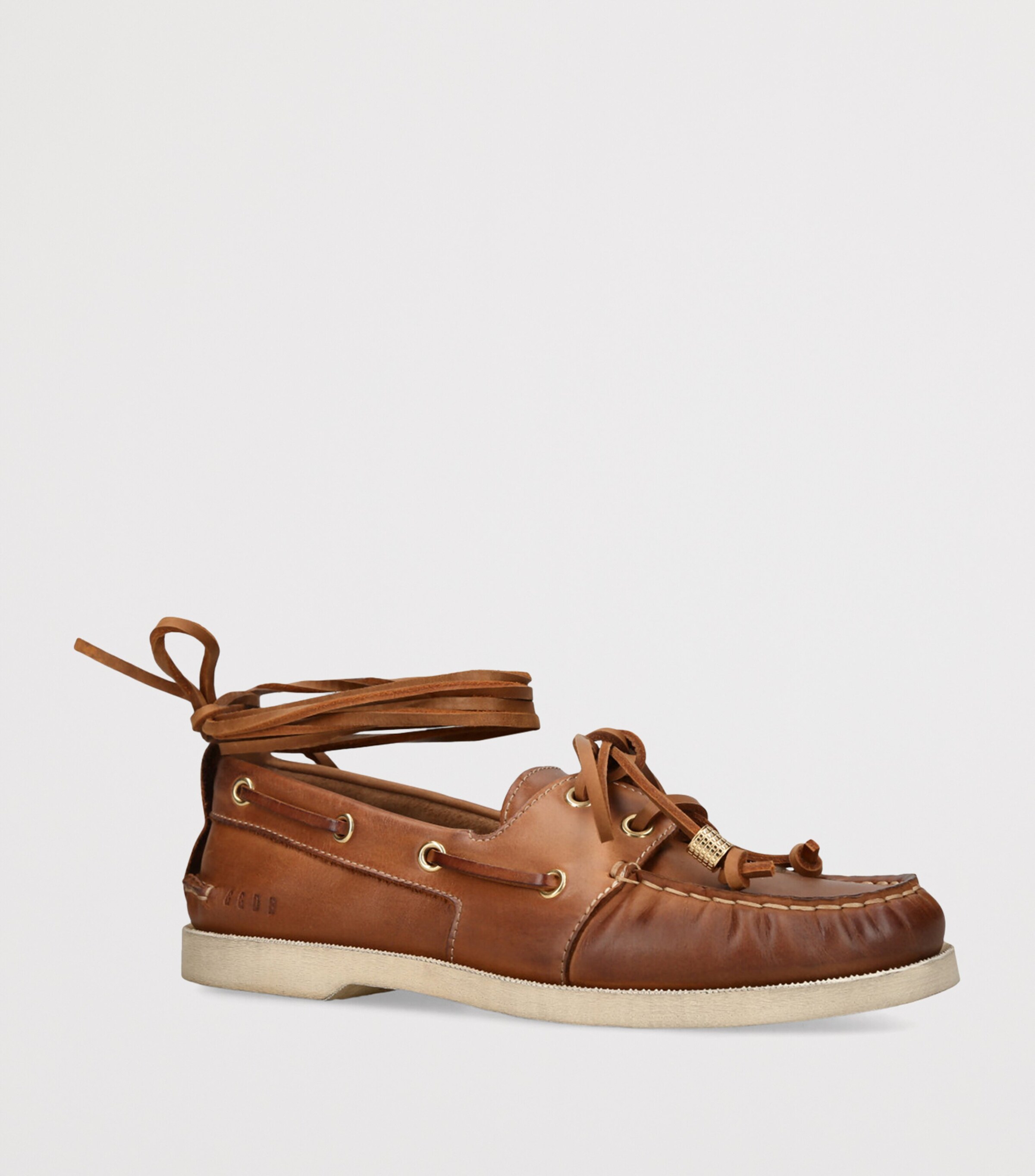 Golden Goose Leather Barca Boat Shoes Tan Image 3