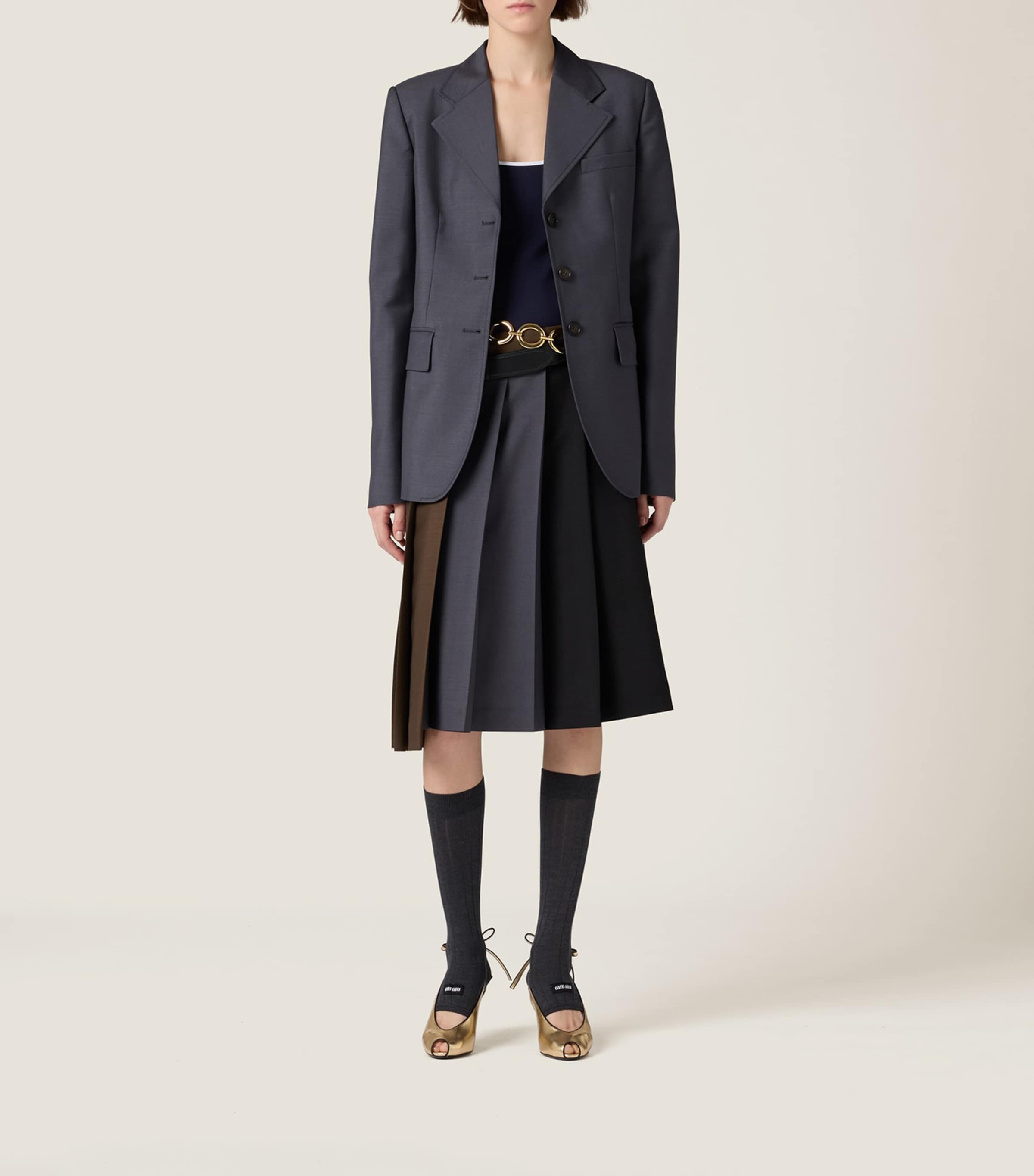 Miu Miu Womens Mohair-Wool Pleated Midi Skirt Image 2