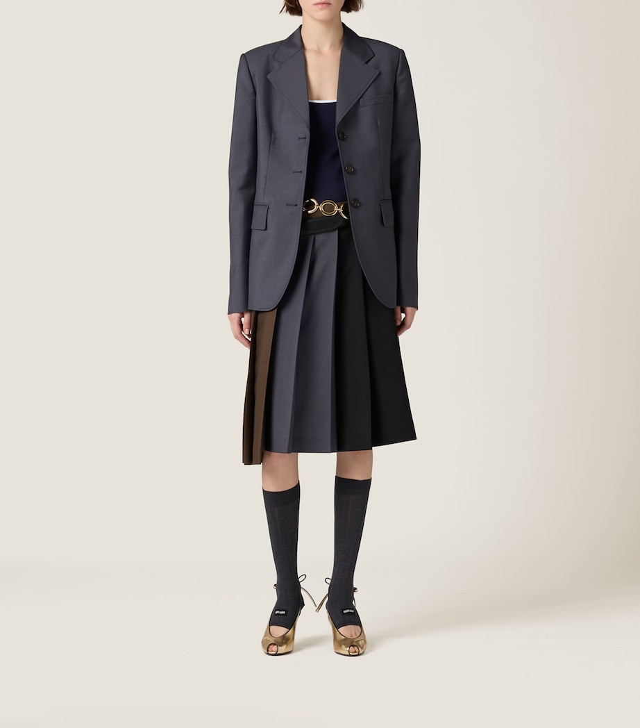 Miu Miu Womens Mohair-Wool Pleated Midi Skirt Image 2