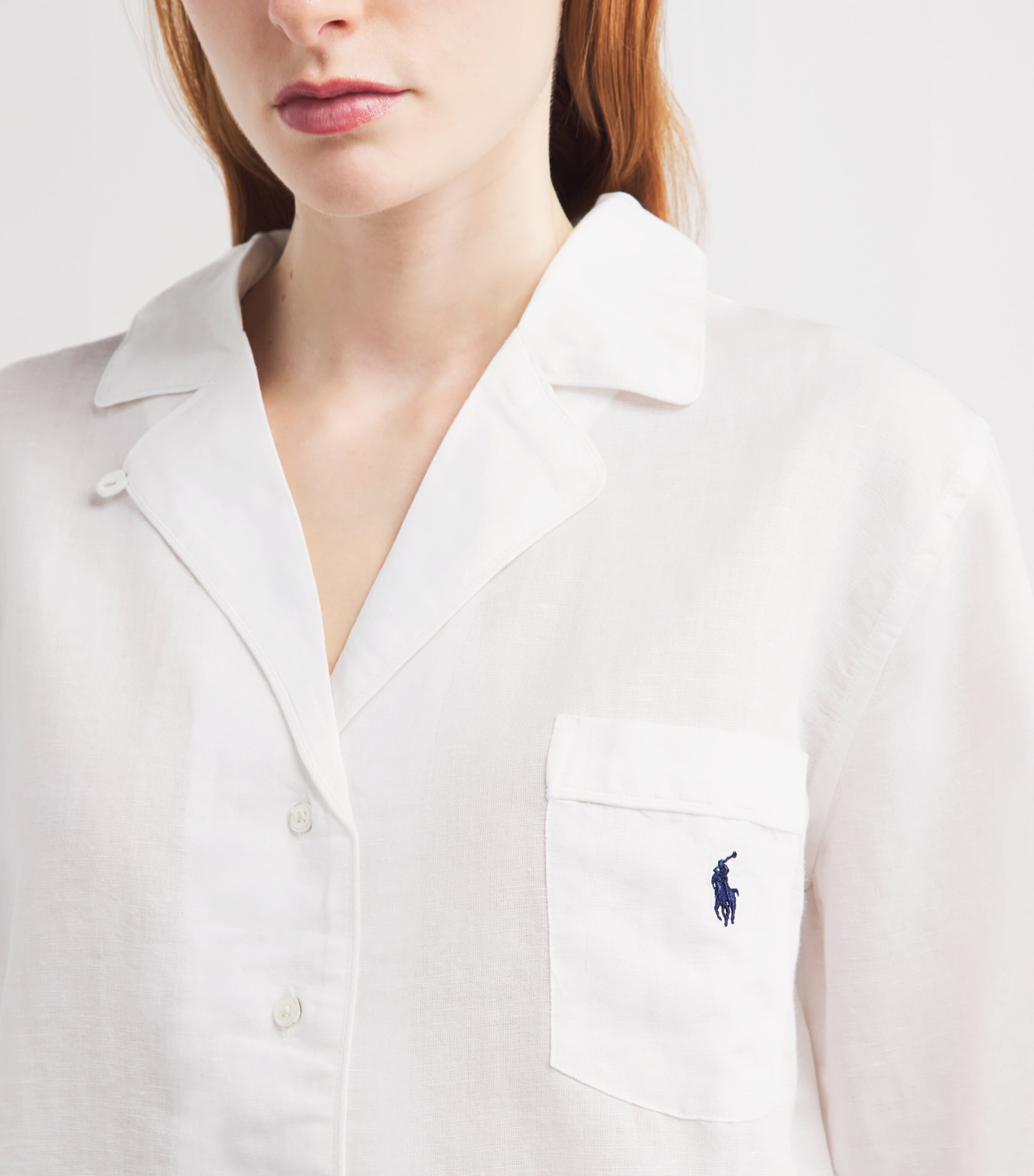 Polo Ralph Lauren Womens Linen-Cotton Pyjama Set White Cloud Image 3