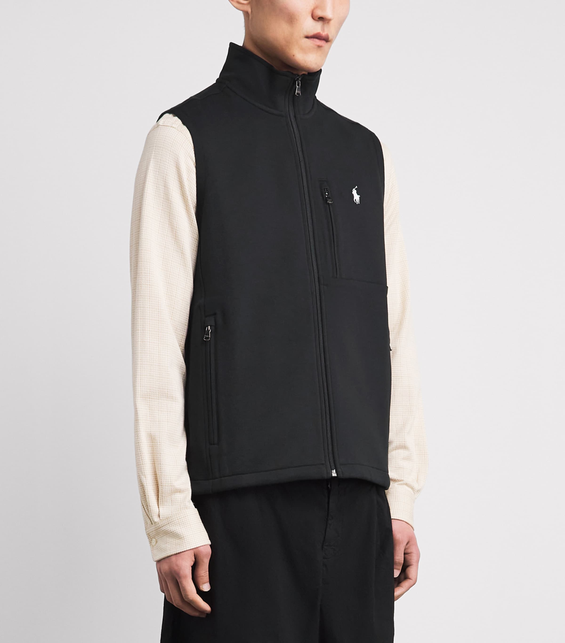 Polo Ralph Lauren Mens Cotton-Blend Double-Knit Gilet Polo Black Image 4