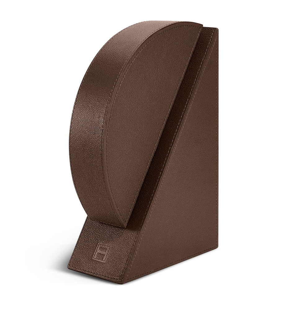 Leather Right Cubist Bookend DARK BROWN Image 3