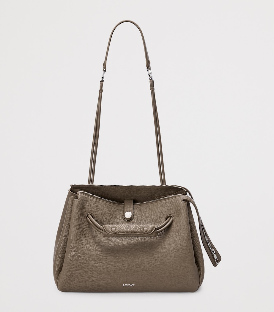 Large Grained Leather Madrid Shoulder Bag TAUPE Image 6