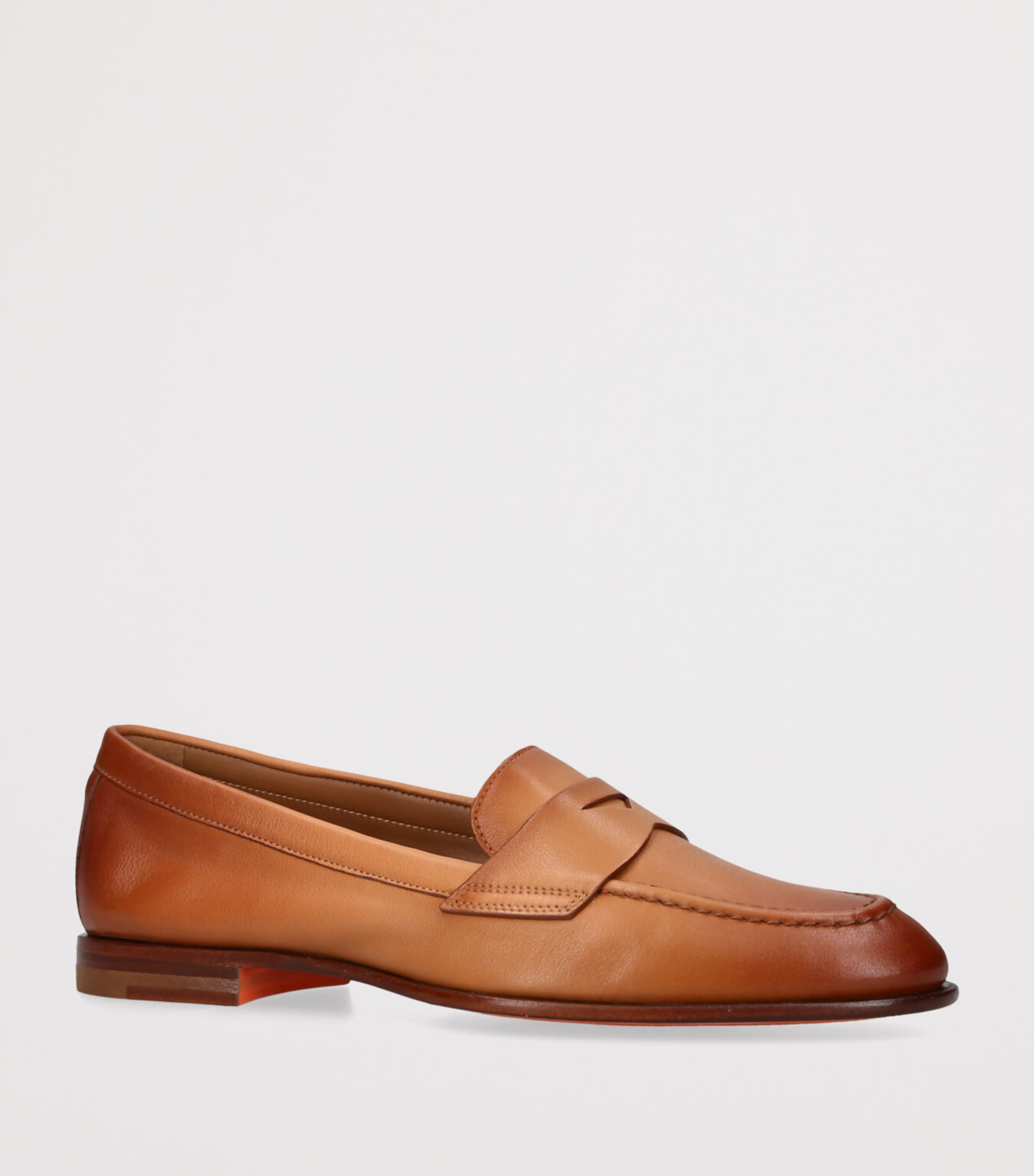 Santoni Womens Leather Famed Loafers Mid Brown Image 3
