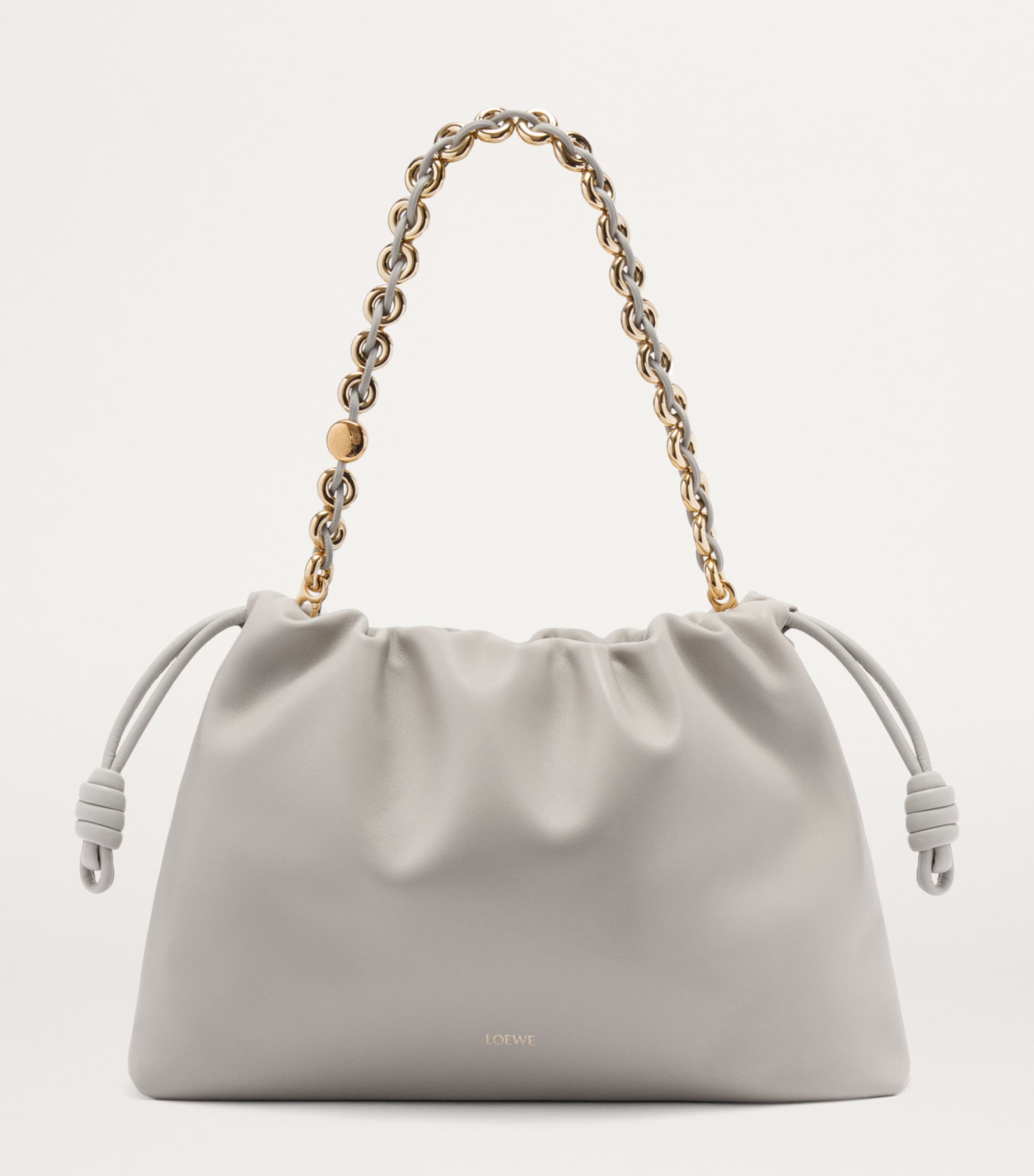 Large Leather Flamenco Shoulder Bag SHELL GREY Image 2