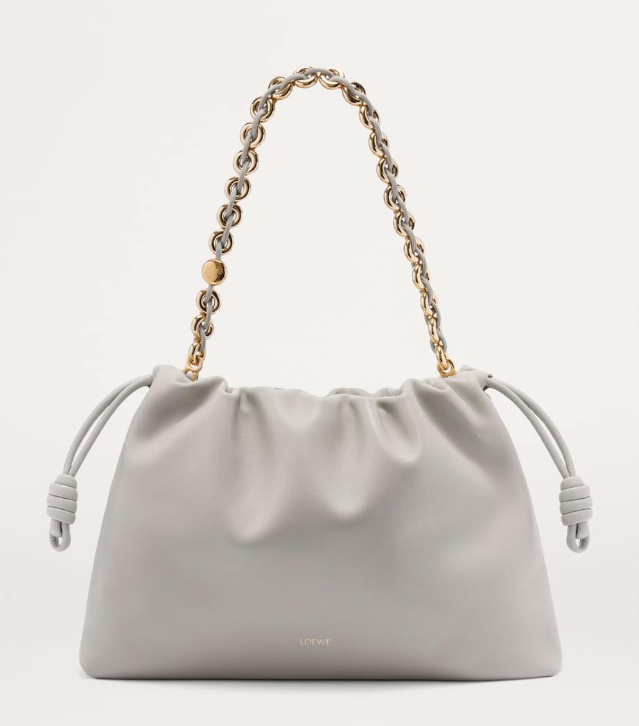 Large Leather Flamenco Shoulder Bag SHELL GREY Image 2